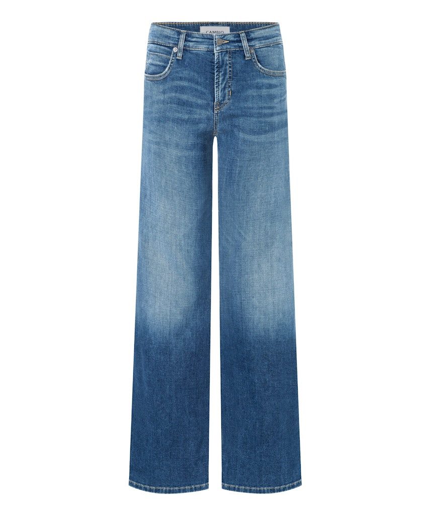 Cambio 5-Pocket-Jeans Tess wide leg mid blue splinted günstig online kaufen