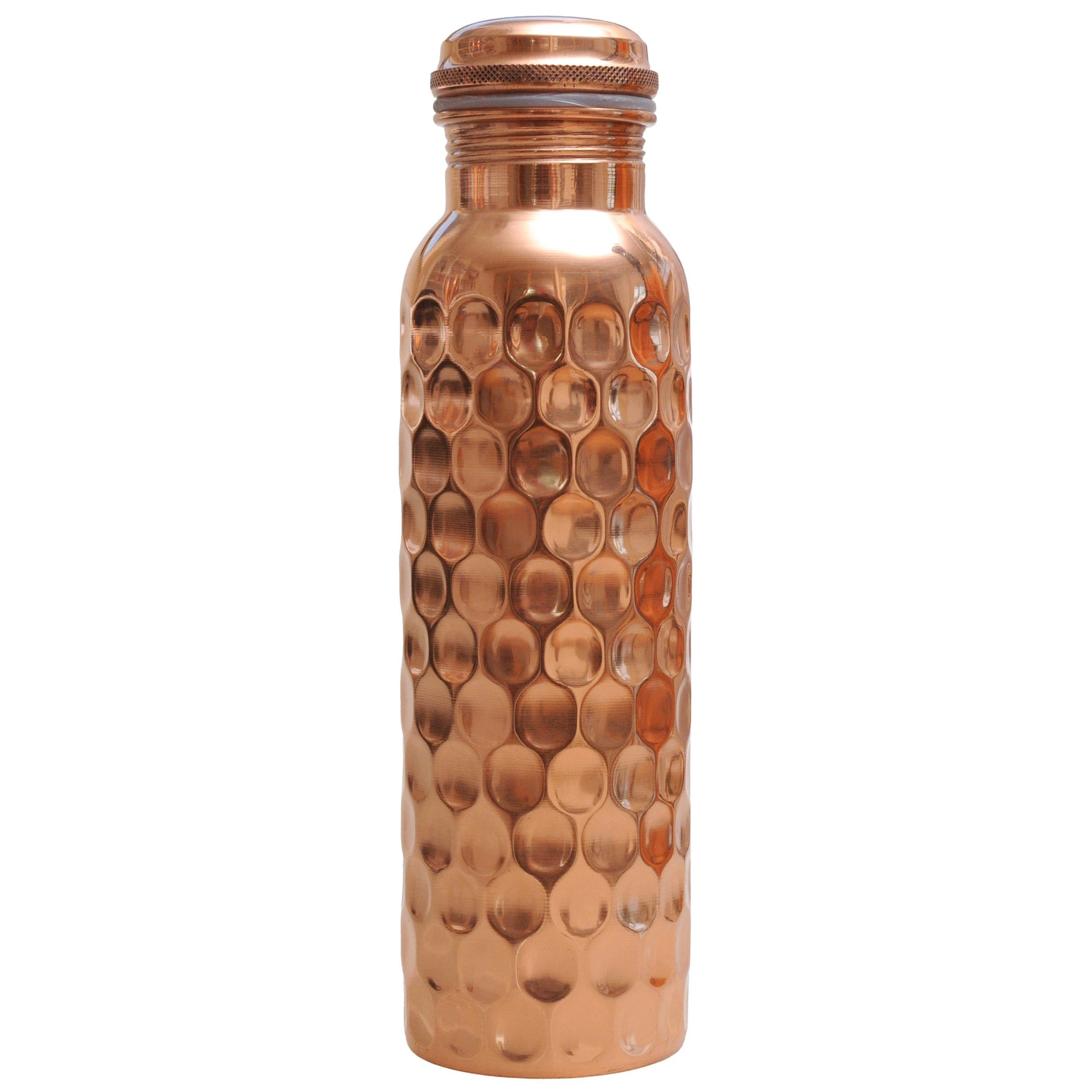Yogishop Trinkflasche Kupferflasche diamant, 0,9 l, Edle Wasserflasche aus Kupfer.
