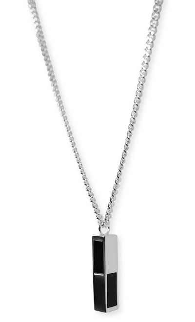 Sprezzi Fashion Kette mit Anhänger Herren Halskette 925 Silber mit Onyx Cube Anhänger, massiv, robust