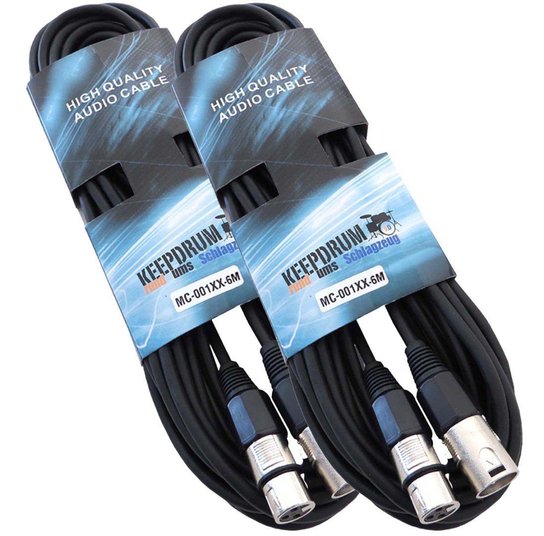 keepdrum keepdrum 6m MC-001XX-6M Mikrofonkabel XLR 2 Stück Audio-Kabel, XLR, (600 cm), 2 x XLR-Kabel 6 m