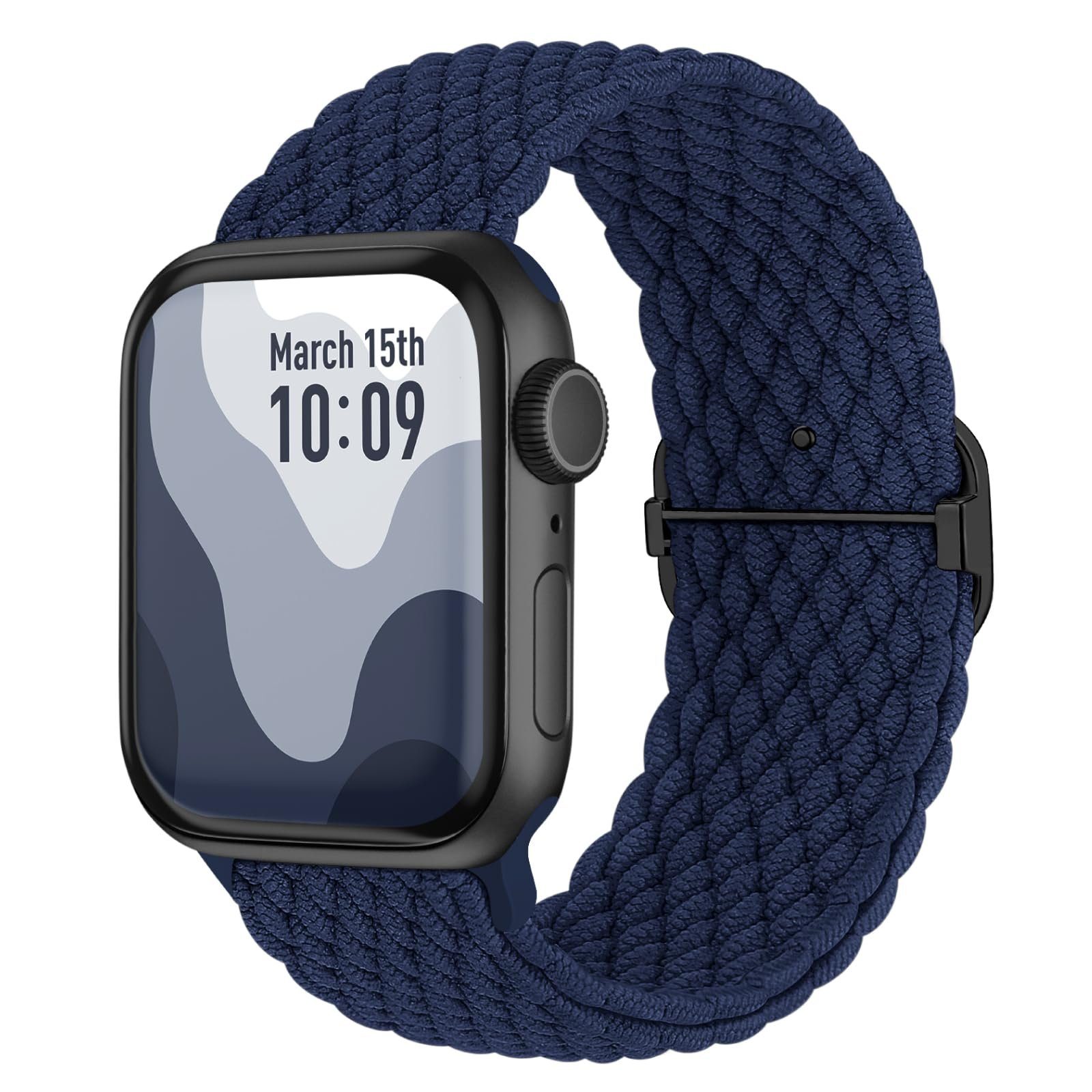 Armband iWatch Apple mit 38mm Mutoy für Geflochtenes Blau 41mm Watch Smartwatch-Armband Uhrenarmbänder Damen 8/7/6/5/4/3/2/1/Ultra/SE 40mm Herren, für Kompatibel