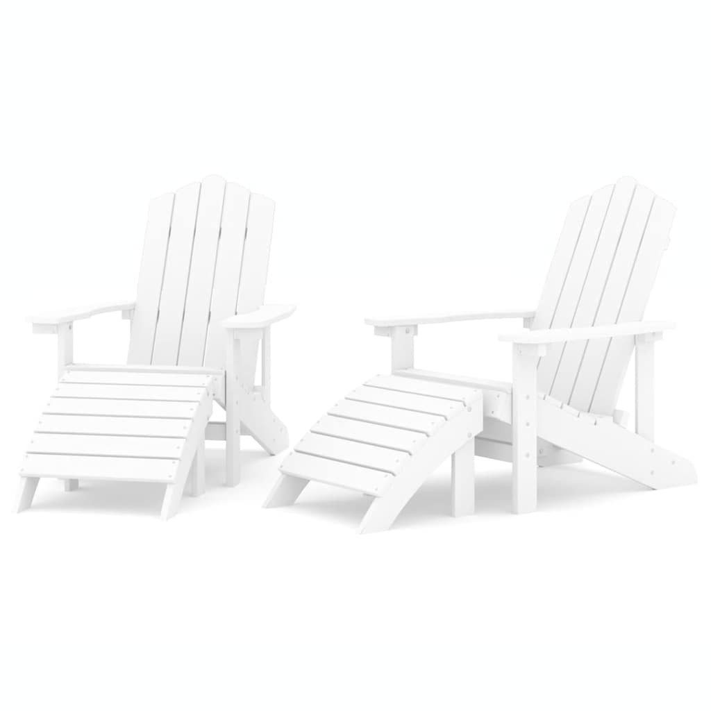 vidaXL Gartenstuhl Adirondack-Gartenstühle 2 Stk. mit Hockern HDPE Weiß (1 St)