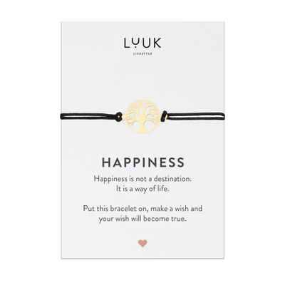 LUUK LIFESTYLE Freundschaftsarmband Lebensbaum, handmade, mit Happiness Spruchkarte