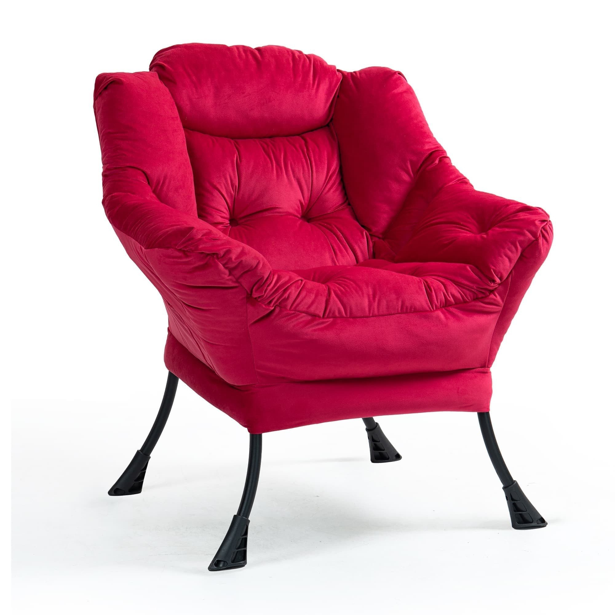 ANYSUN Loungesessel Relaxsessel aus Samt mit Nackenstütze, ergonomisch weich gepolstert (Sessel mit optionalem Fußhocker, Relaxsessel), Kompakter Relaxsessel 75 x 80 x 85 cm, wahlweise mit Fußhocker