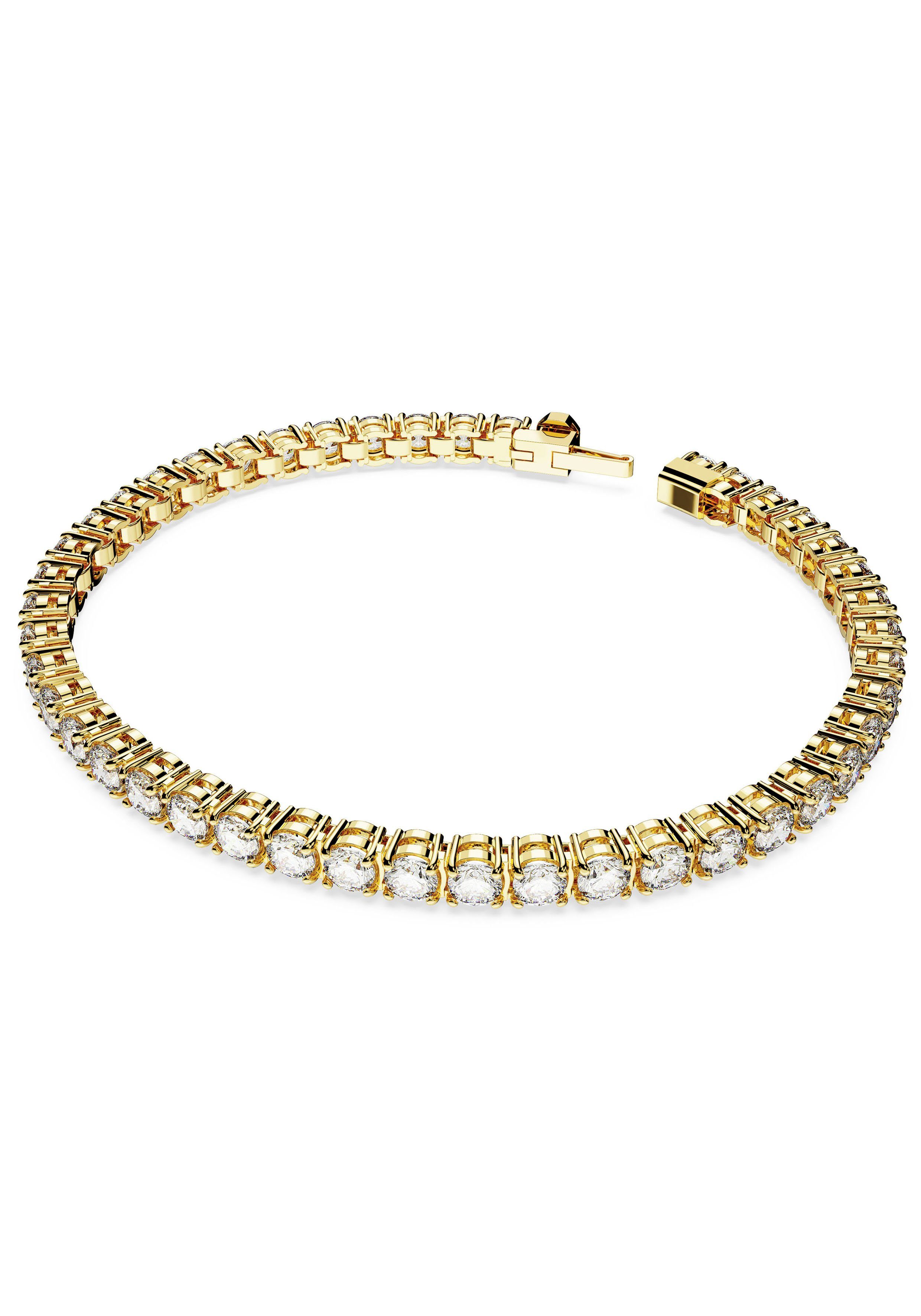 Swarovski Tennisarmband Matrix, Rundschliff, mit Swarovski® Kristall goldfarben | Perlenarmbänder