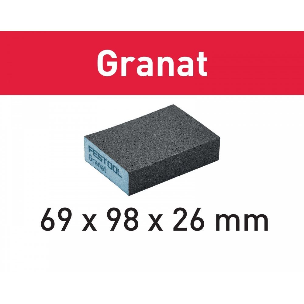 FESTOOL Schleifschwamm Schleifblock 69x98x26 120 GR/6 Granat (201082), 6 Stück