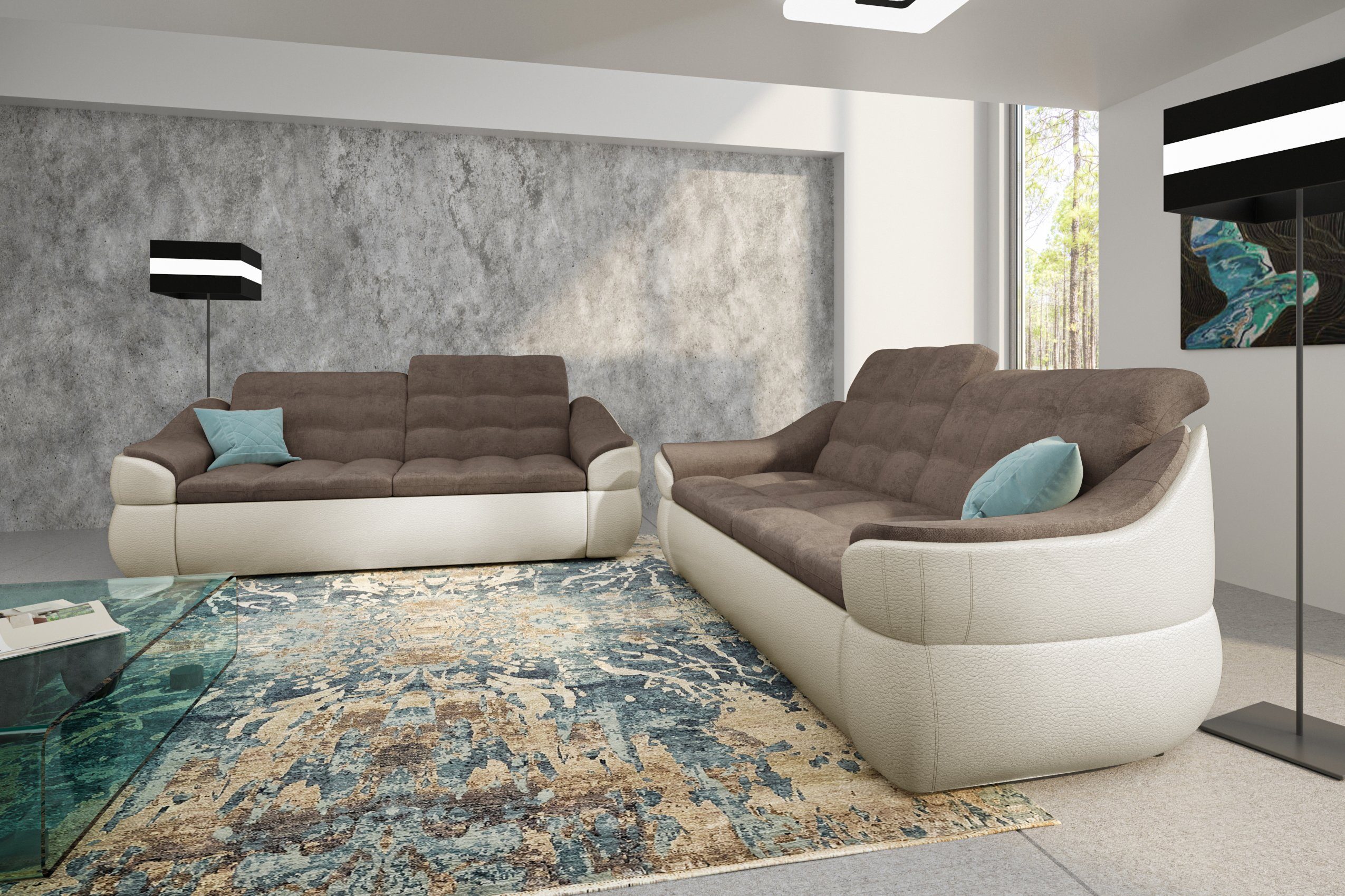 made aus Stylefy Alisa, Europa (2-tlg), 2x2-Sitzer bestehend (Set Sofa, Design, Polstergarnitur in Modern