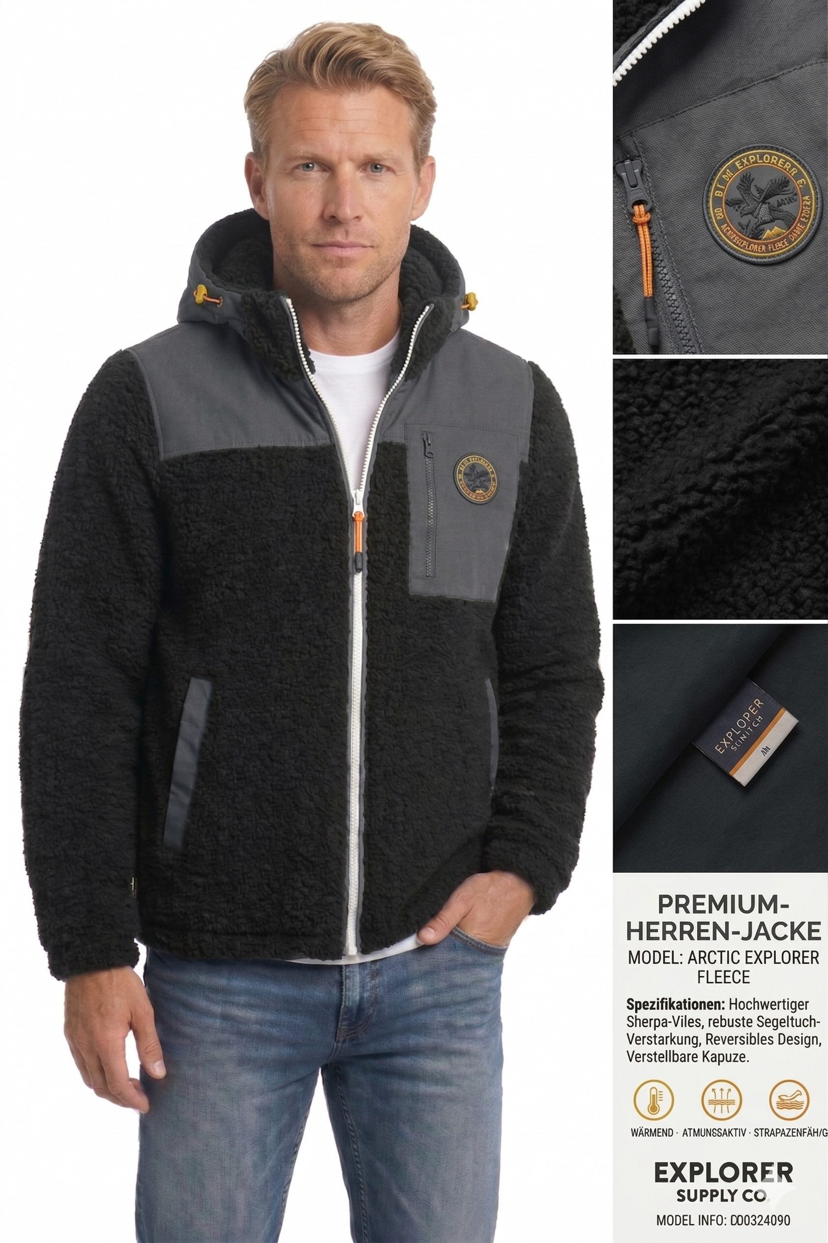 Geographical Norway Fleecejacke Herren Fleecejacke – Weiche Teddyfleece (1-St) Übergangsjacke für Outdoor, Freizeit & Alltag