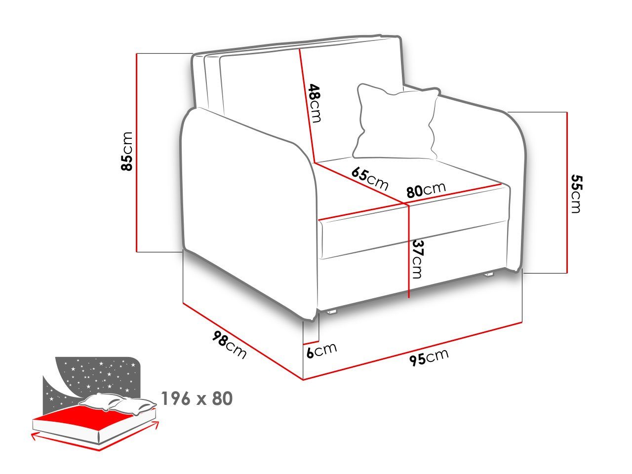 Viva Schlafsofa Mono mit Kissen, einsitzer Loft Bettkasten und Polstersofa, 244 I, MIRJAN24 inkl. Sofagarnitur Schlaffunktion,