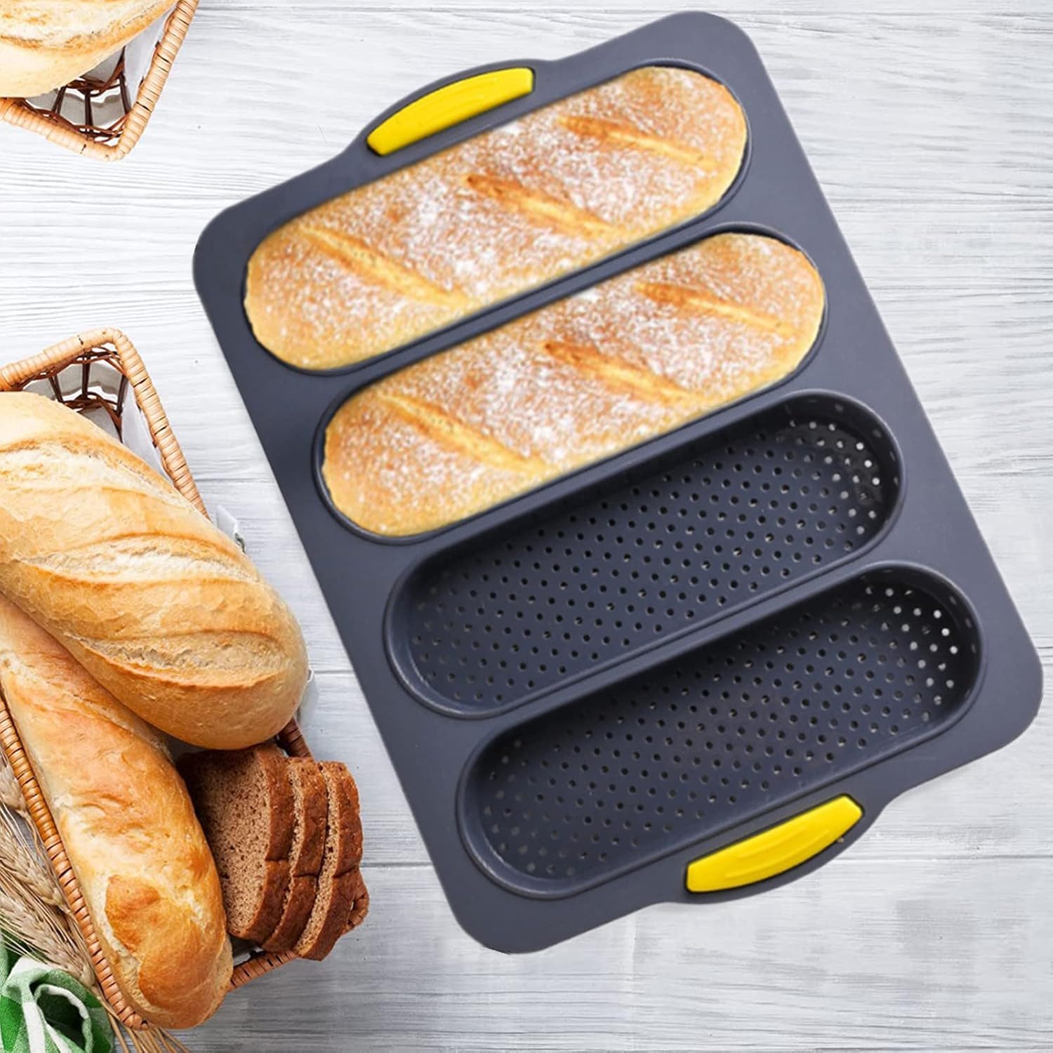 LIANNA Brotbackform Brotbackform Baguette-Backform, Antihaft-Silikon, hitzebeständig, (Set 1-tlg)