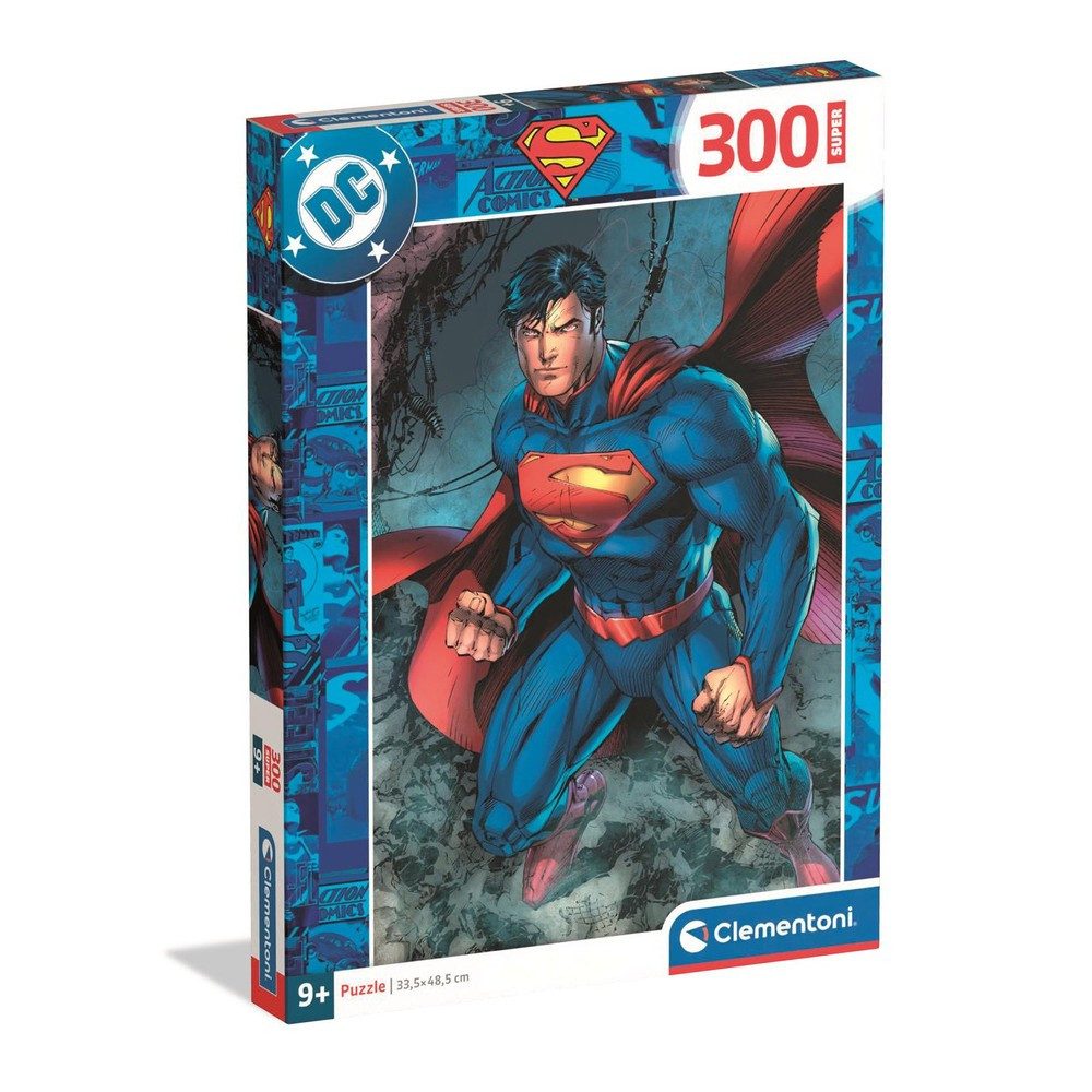 Clementoni® Puzzle Legespiel Motivpuzzle Superheldenpuzzle, 300 Puzzleteile, 300 Teile, DC-Lizenz, Superman-Motiv, 48,5x33,5 cm