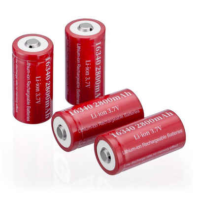 EBL 16340 Li-Ion Akku CR123A 3.7 V Wiederaufladbar Batterien Akku (3.7 V, 4 St), für Photo und den universellen Einsatz, Akku 2800 mAh