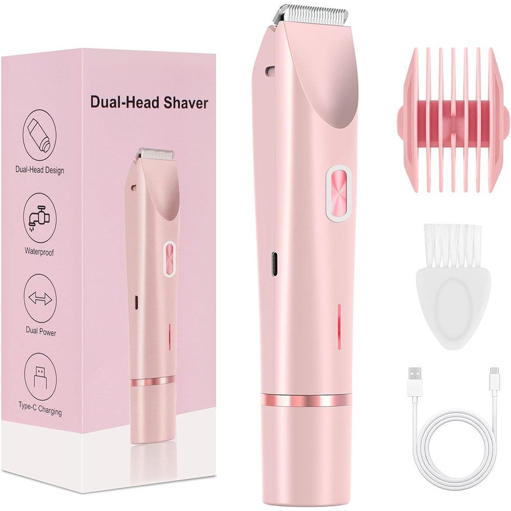TUWENA Epilierer Intimrasierer für Frauen, 2-in-1 Dual Head Elektrisch Shaver Rasierer, Damenrasierer für Gesicht, Beine, Scham und Arme mit USB-C-Laden