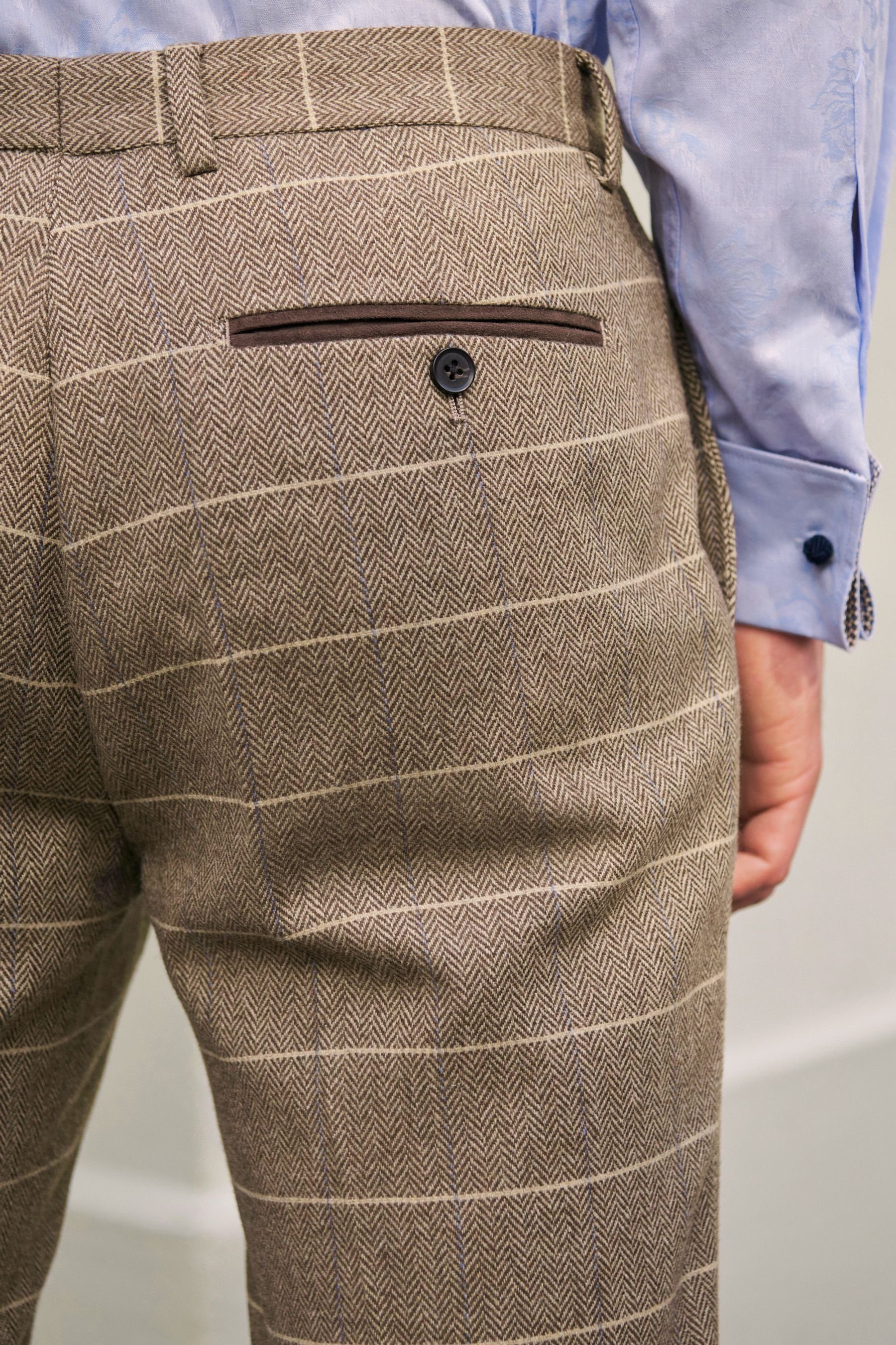 Wollgemisch: (1-tlg) aus Skinny Hose Next Karierter Fit Anzughose Anzug