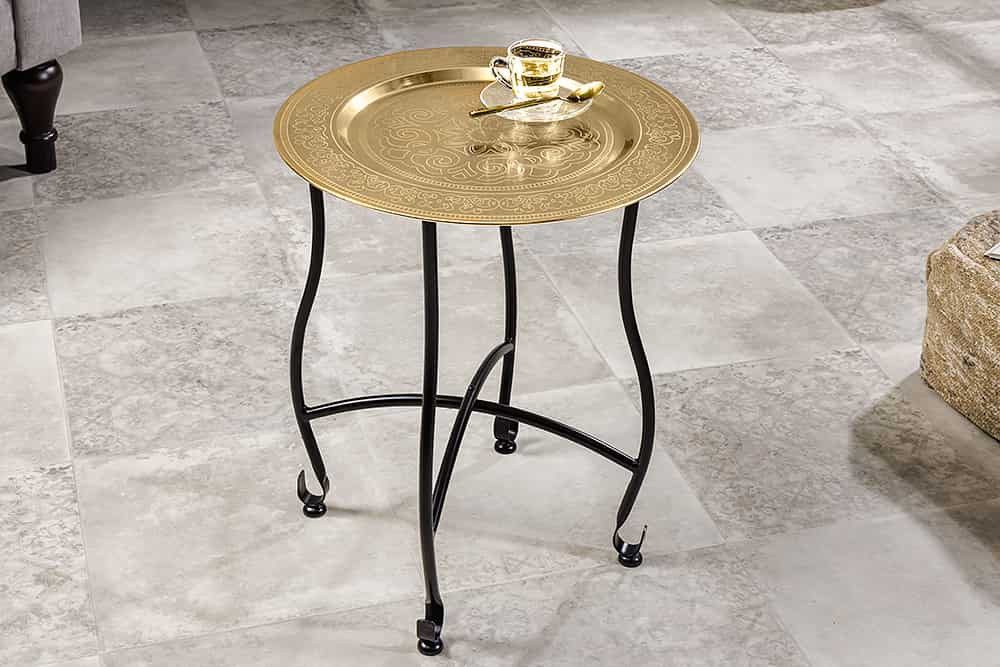 Sitheim-Europe Beistelltisch MARRAKESCH Runder Beistelltisch 50cm Teetisch abnehmbares Tablett (1-St)