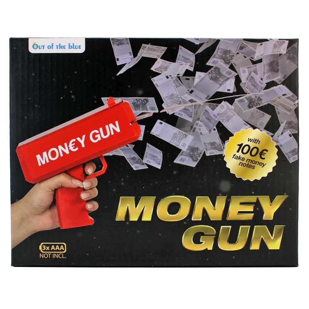 Out of the Blue Spielgeld Geld Pistole rot mit Spielscheinen