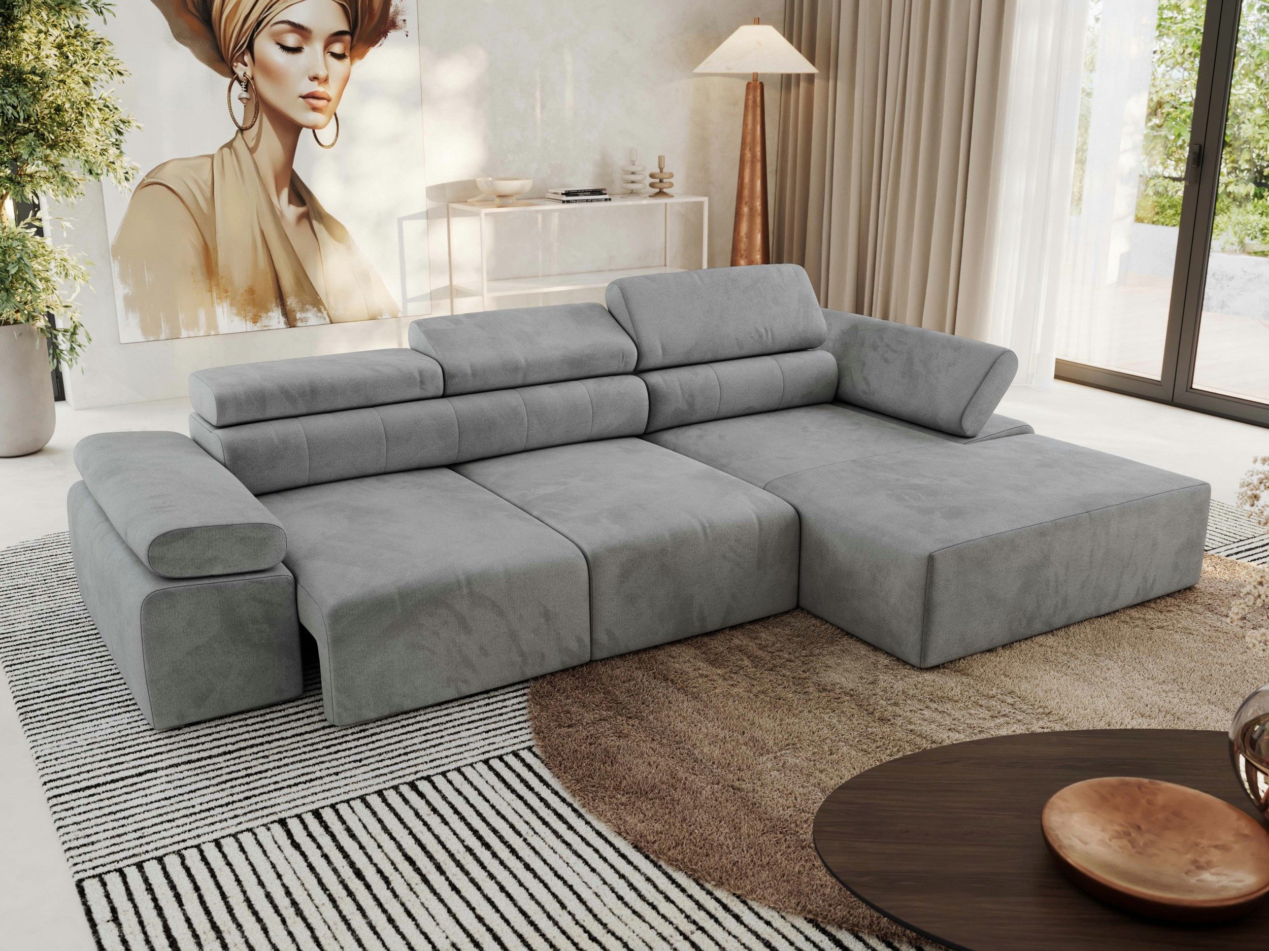 MKS MÖBEL Ecksofa RILASSO L, Set, moderne Ecksofa, Wellenfedern, Polyurethanschaum, Ecksofa elektrisch, L-Form, Sitztiefenverstellung, Relaxfunktion, Eckcouch
