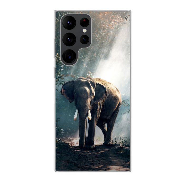 MuchoWow Handyhülle Elefant - Tiere - Licht - Wald - Natur - Wildtiere Phone Case Handyhülle Samsung Galaxy S22 Ultra Silikon Schutzhülle