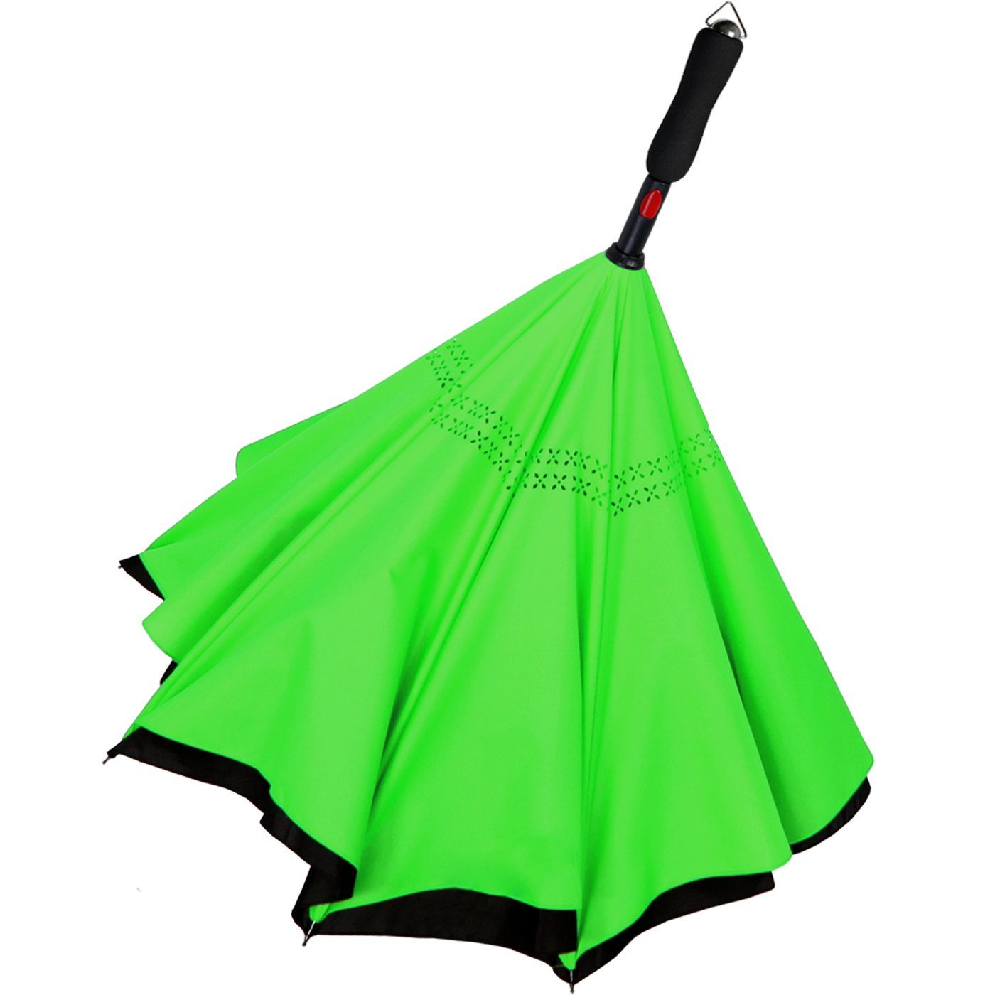 umgedreht öffnen Reverse-Schirm iX-brella Automatik, umgedreht schwarz-neon-grün mit - zu Langregenschirm