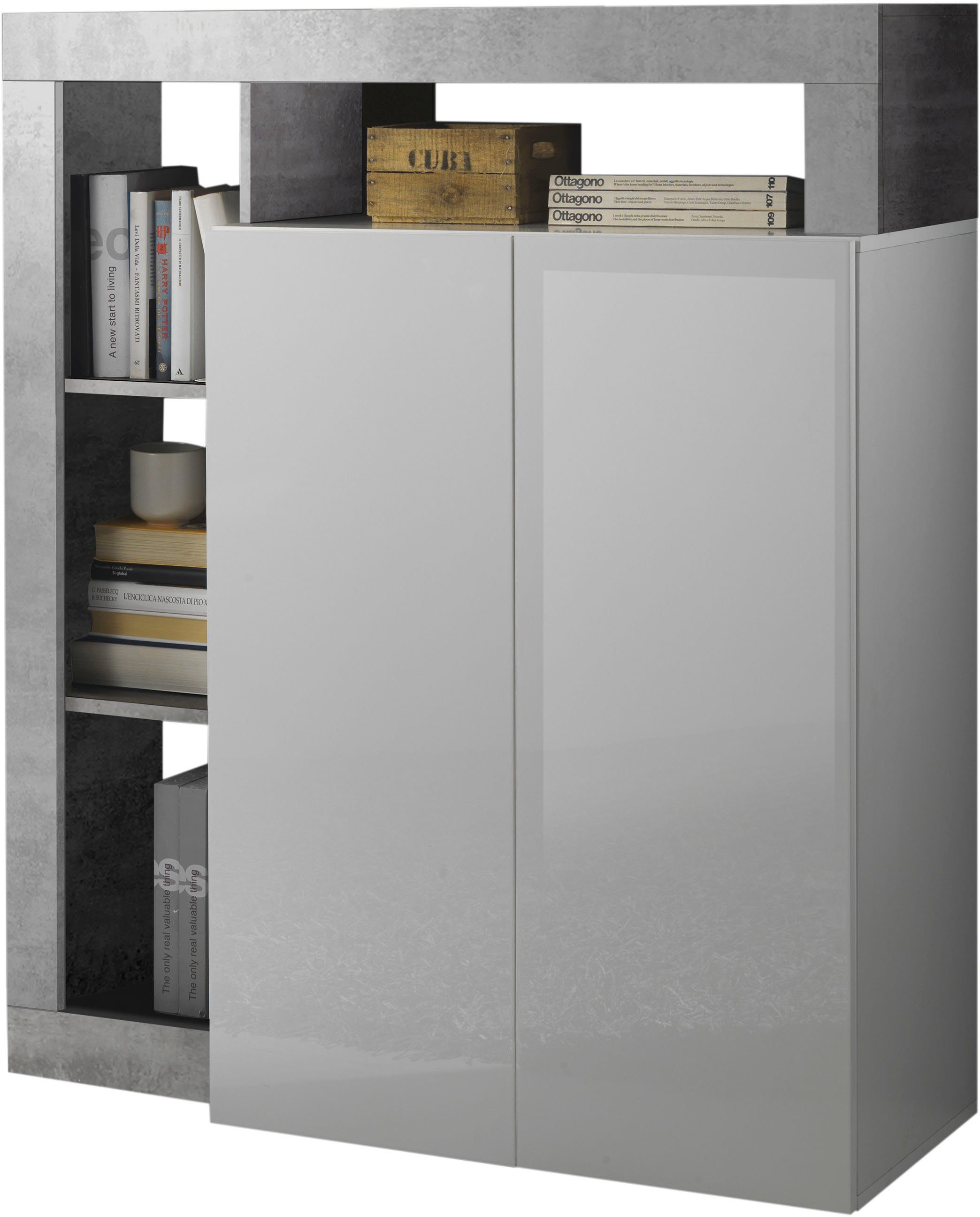 LC Highboard cm Breite Hamburg, Weiß/Betonoptik 108