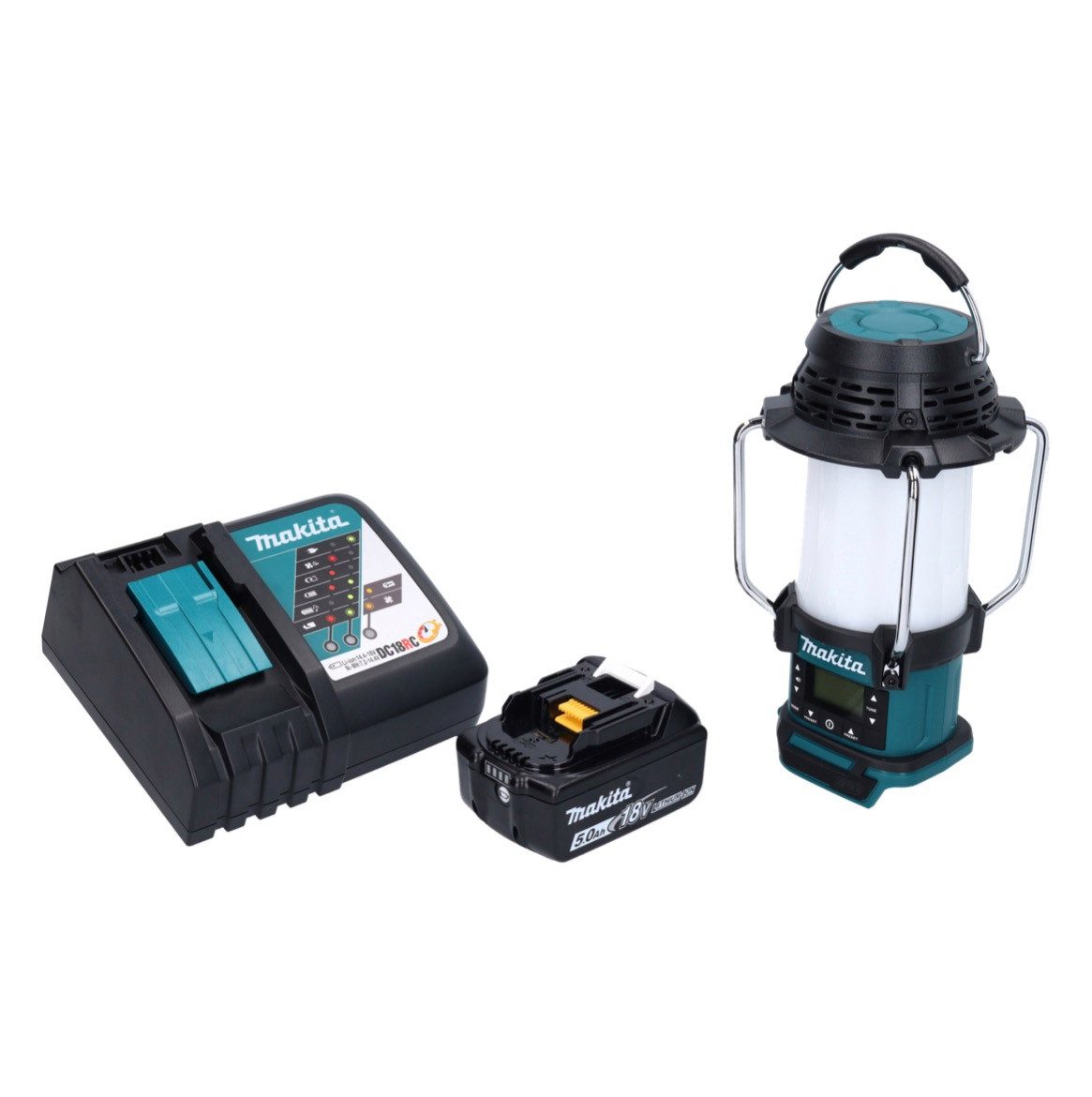 Makita DMR 055 RT1 Akku Radio 18 V FM mit Laterne 360° Taschenlampe + 1x Baustellenradio