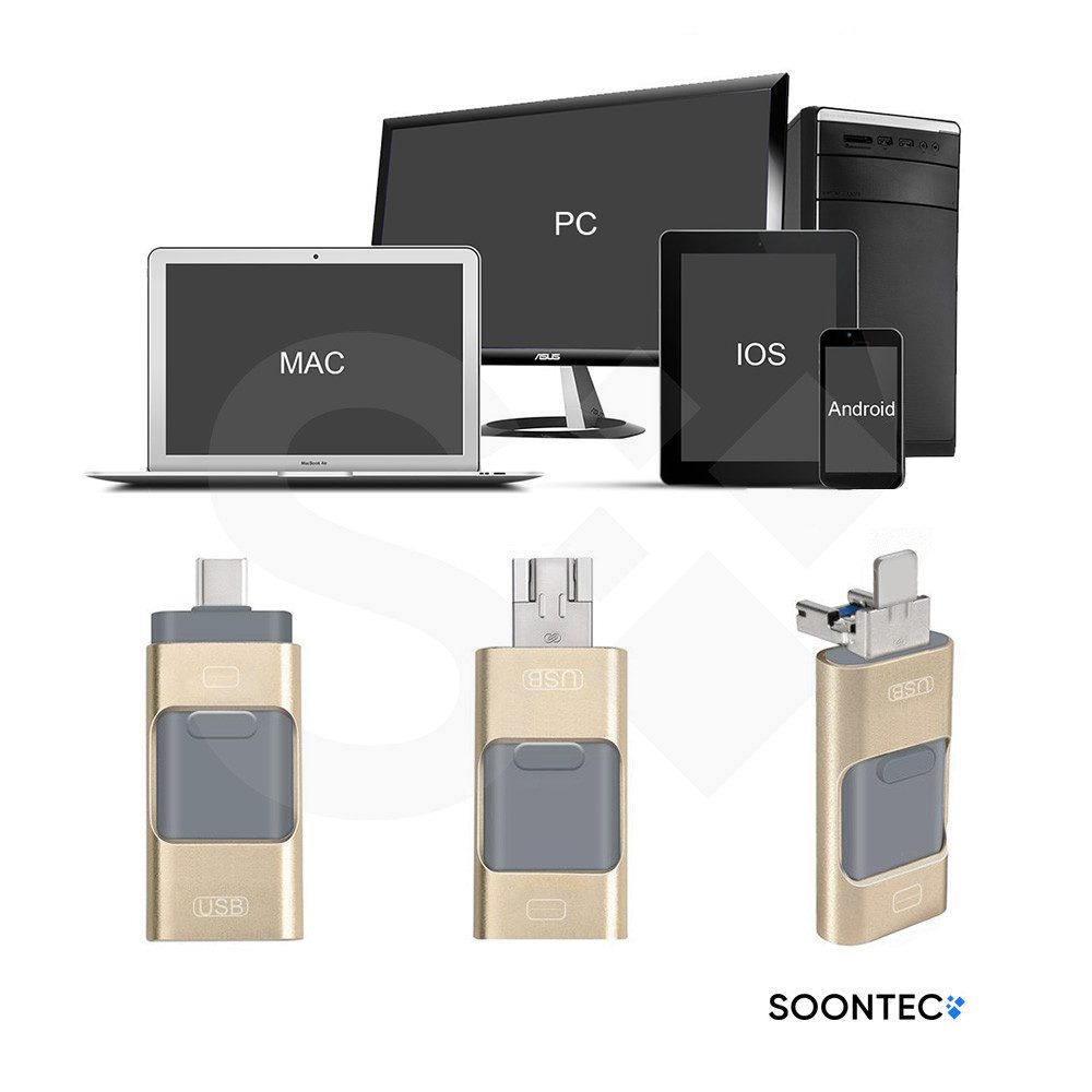 SOONTEC SOONTEC 3.0 USB-Stick 3 in 1 MICRO USB / USB / Lightning für iPhone USB-Stick (Lesegeschwindigkeit 80,00 MB/s)
