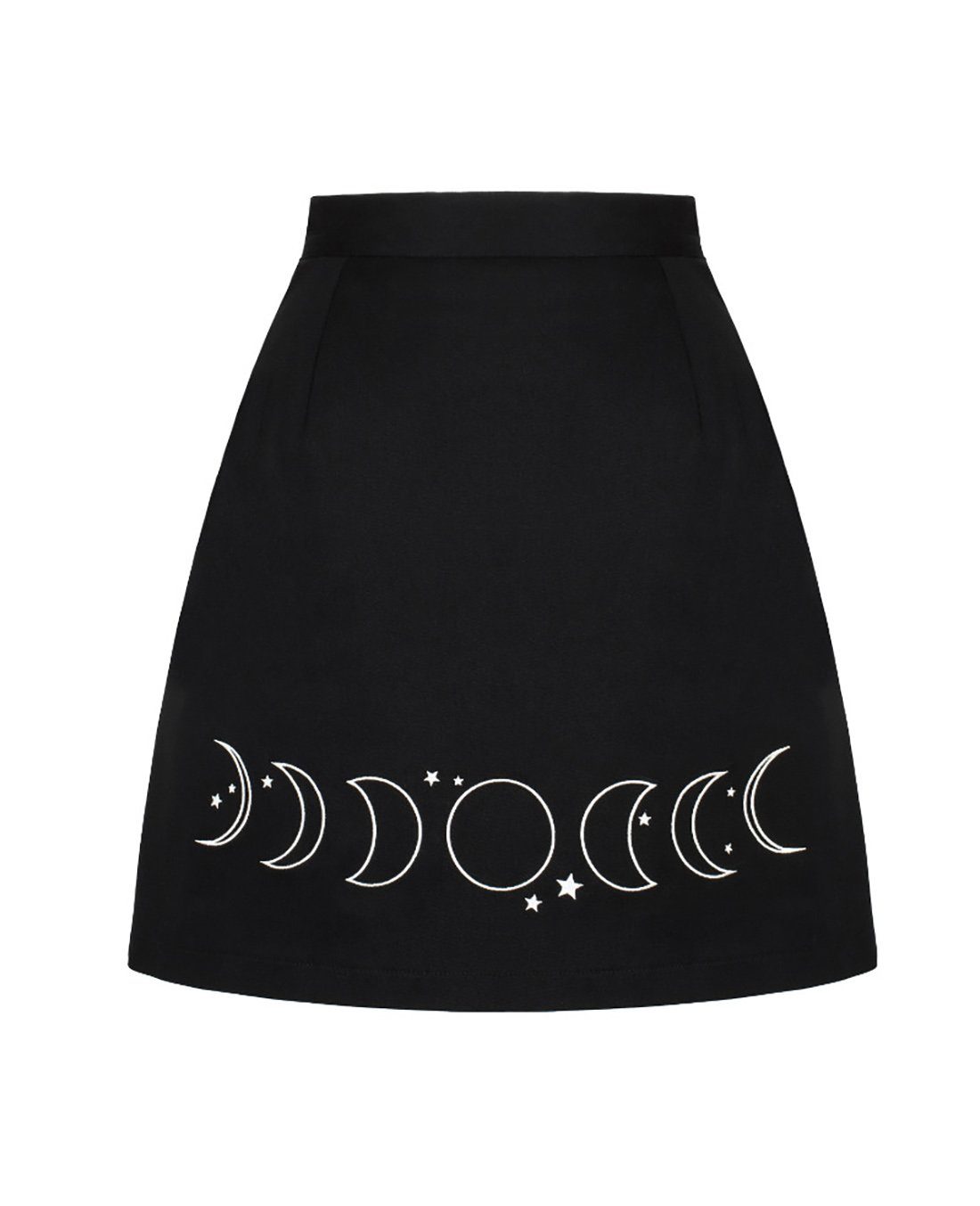 Hell Bunny Bleistiftrock Phaze Skirt Bestickt Mondphasen Gothic Lunar Okkult – Bild 4 von 5