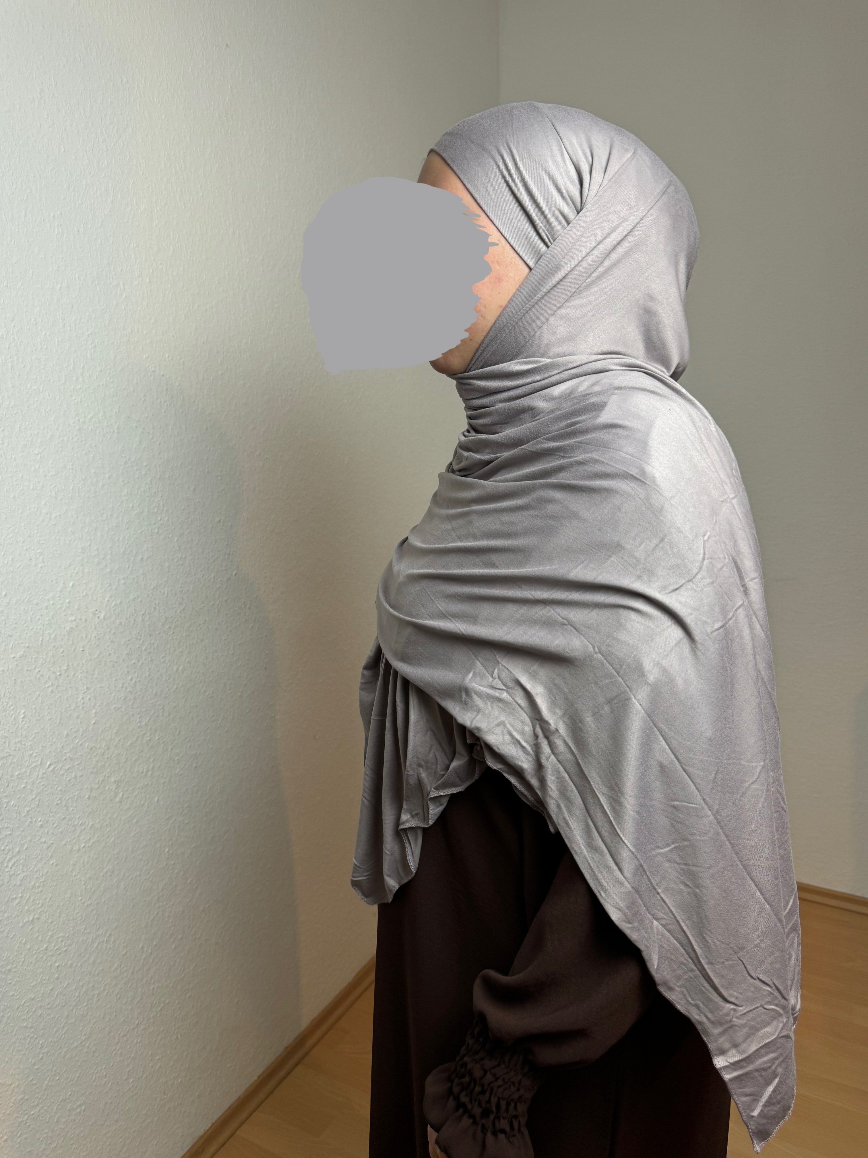 HIJABIFY Hijab Easy Hijab 1 Jersey-Stoff unter integrierter Tuch Dunkelgrau mit Hidschab/ Hijab/ 2 Kopftuch in (antirutsch)