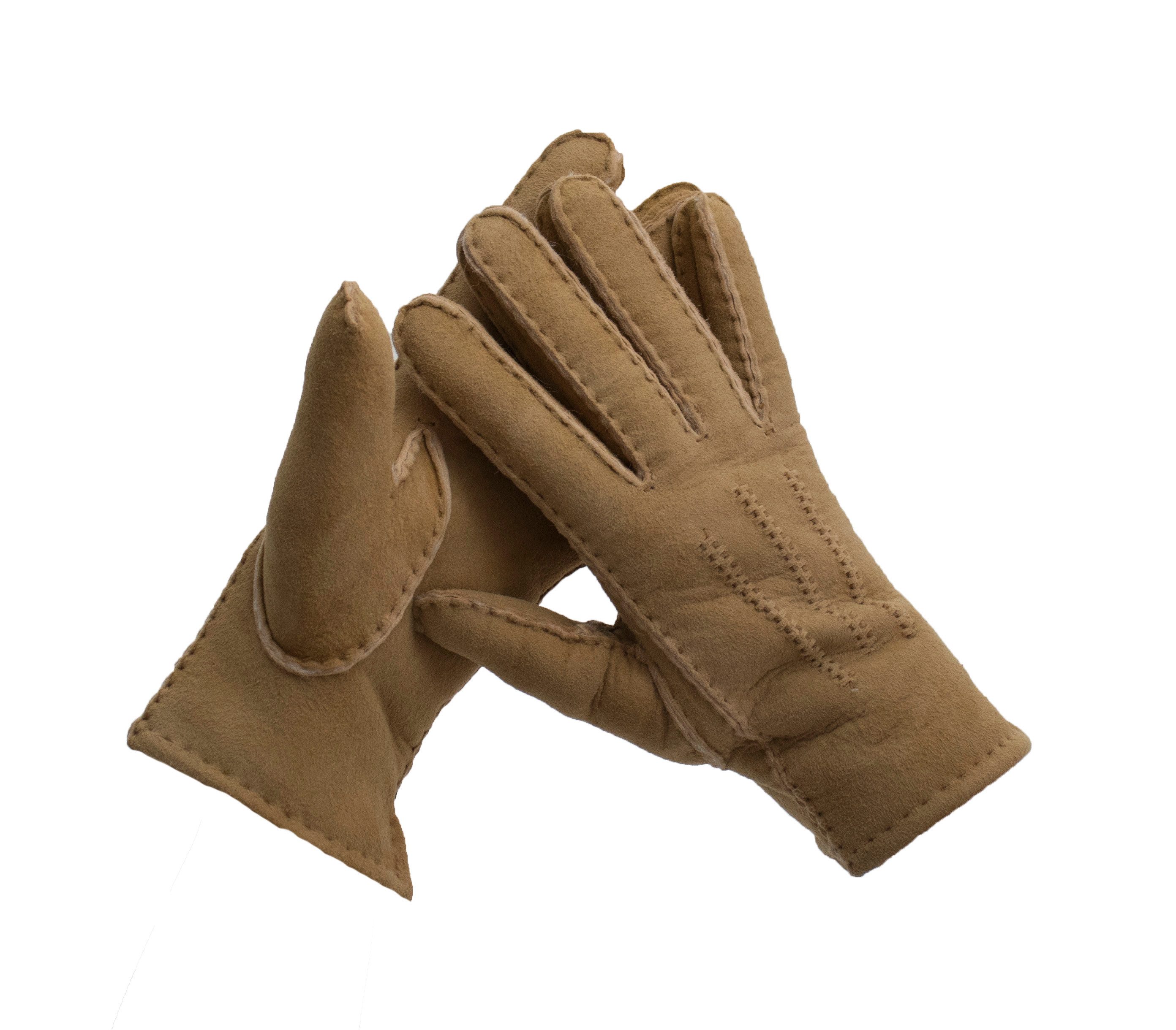 Reissner Lammfelle Lederhandschuhe Рукавички echtes Merino Lammfell Obermaterial Veloursleder Beige L (1-St)