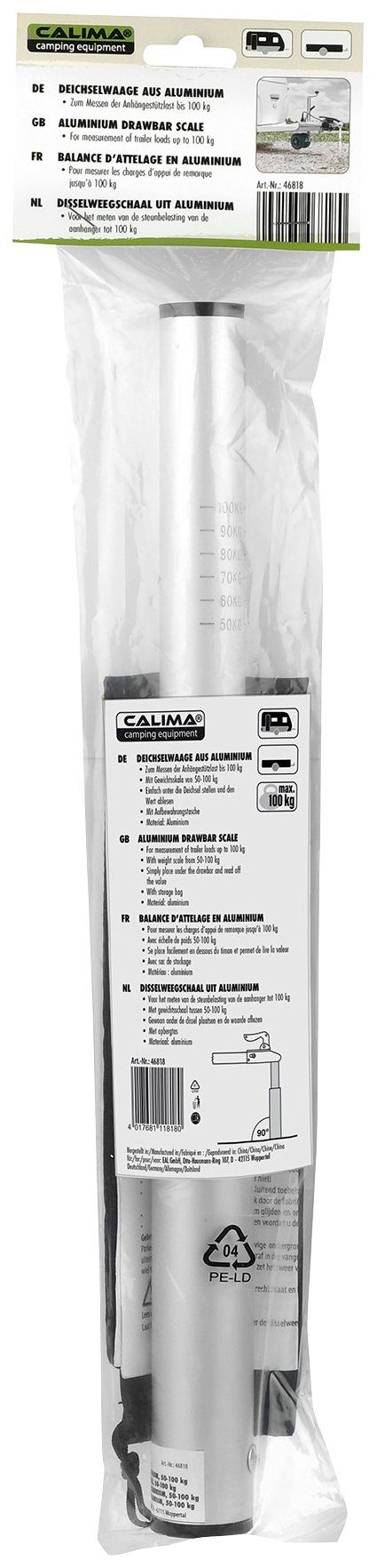 CALIMA Stützlastwaage Deichselwaage, max 100 kg,50 bis 100 kg, Alu, für Wohnwagen und Anhänger