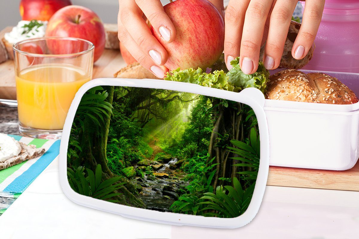 Sonne MuchoWow Erwachsene, Natur, (2-tlg), Laub Dschungel für und Mädchen - Jungs für Brotdose, Wasser - weiß Kunststoff, - Brotbox Lunchbox - und Kinder