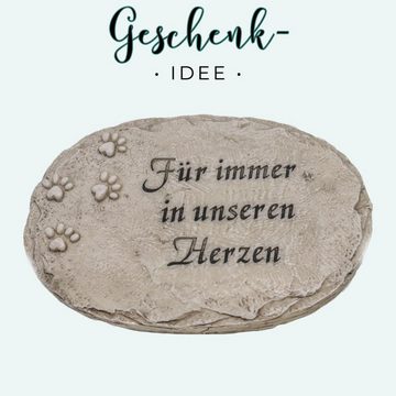 PassionMade Deko-Schriftzug Grabdeko Gedenkstein Spruchstein Spruch Katze Hund Grabschmuck 973 (1 Dekostein), Gedenktafel Grab aus Polyresin für Haustier Tier