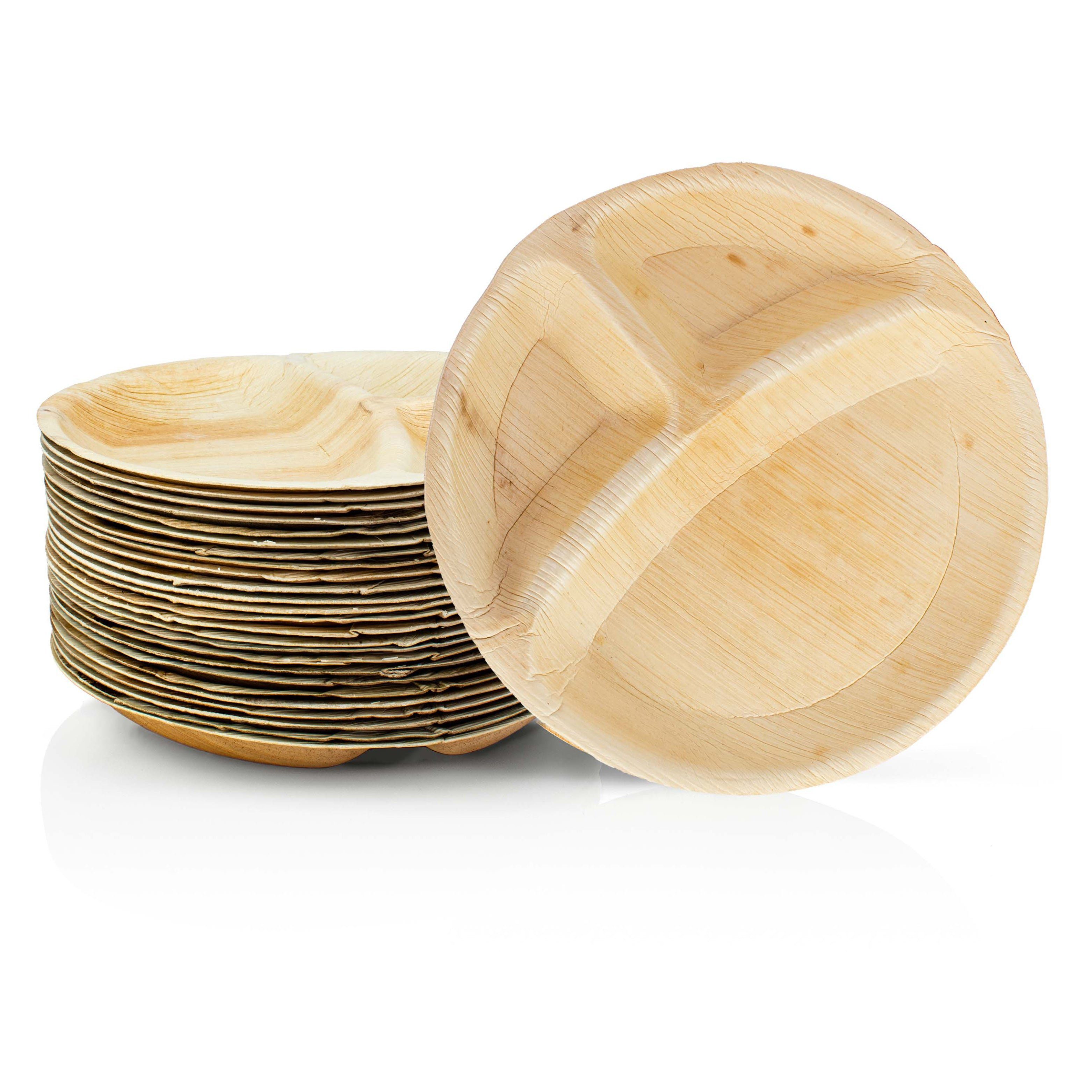 wisefood Einwegteller Palmblatt Teller rund 3-geteilt Ø 25cm, (25 St)