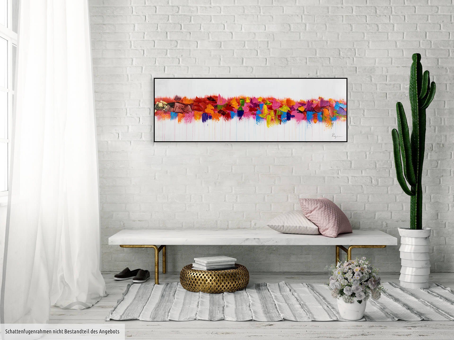 Wohnzimmer Leinwandbild KUNSTLOFT cm, Gemälde Horizont Farbenspiel 100% 120x40 Wandbild am HANDGEMALT