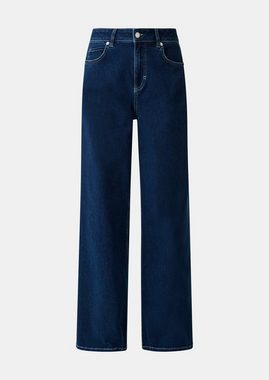 comma casual identity 5-Pocket-Jeans Loose: Jeans mit Wide Leg Leder-Patch, Kontrast-Details
