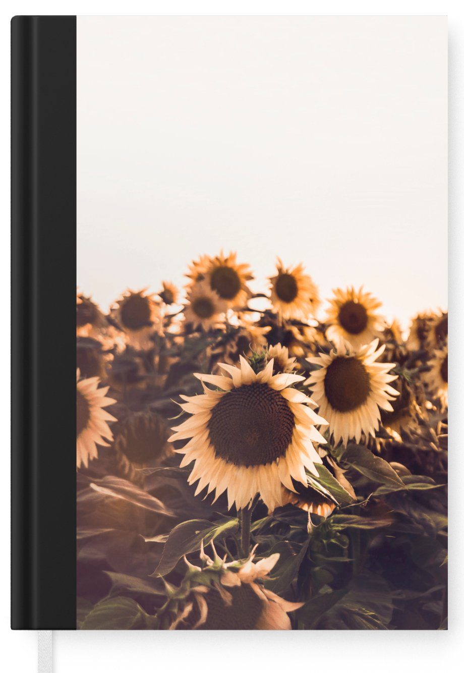 MuchoWow Notizbuch Sonnenblumen - Feld - Sonnenuntergang Journal, Tagebuch, Notizheft, 98 Seiten, Merkzettel, Haushaltsbuch Blumen Gelb, - A5, 