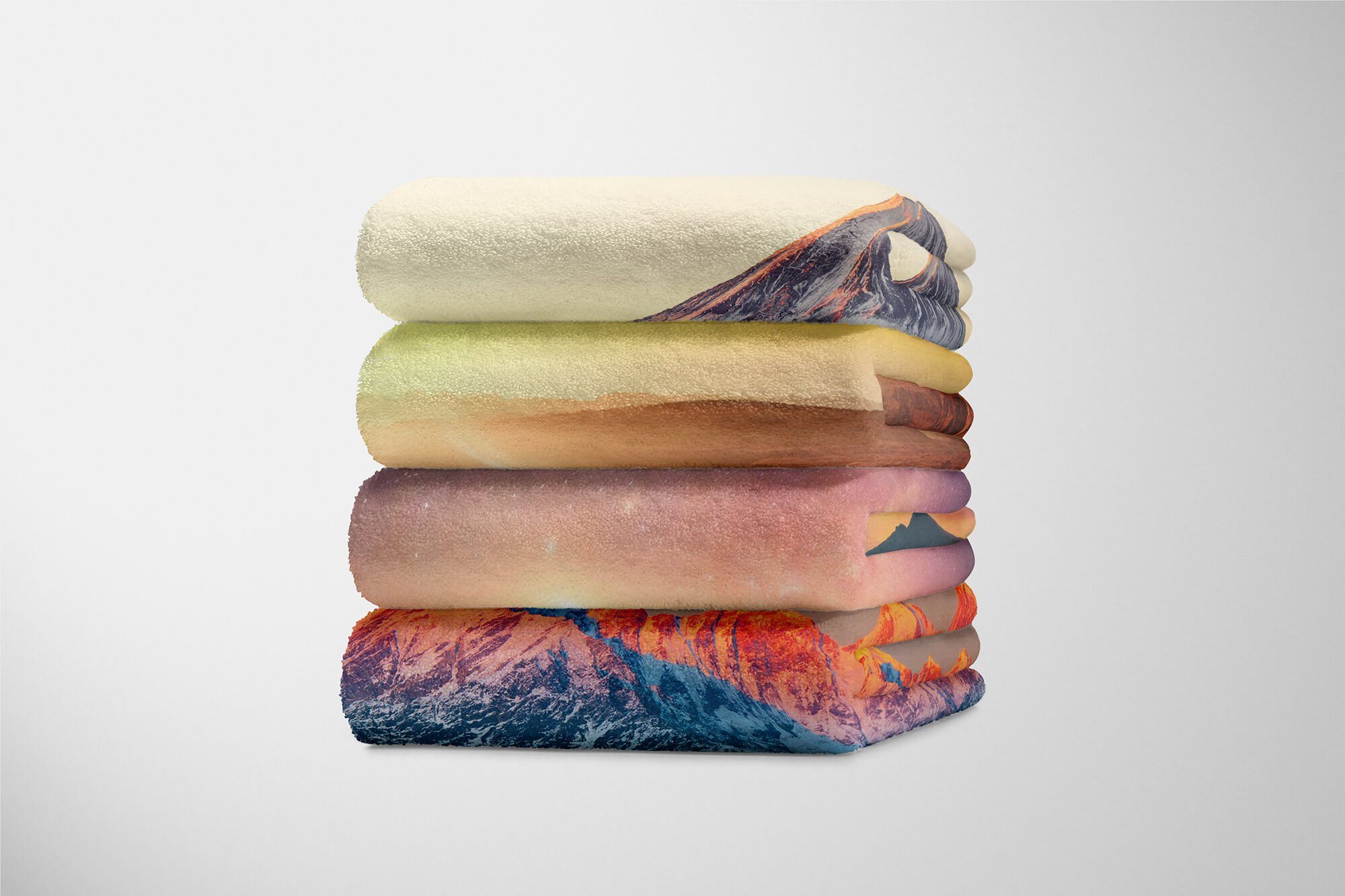 Sinus Art Handtücher Handtuch Strandhandtuch Fotomotiv Baumwolle-Polyester-Mix Milchst, Astrofotografie Berg mit Handtuch Kuscheldecke (1-St), Saunatuch
