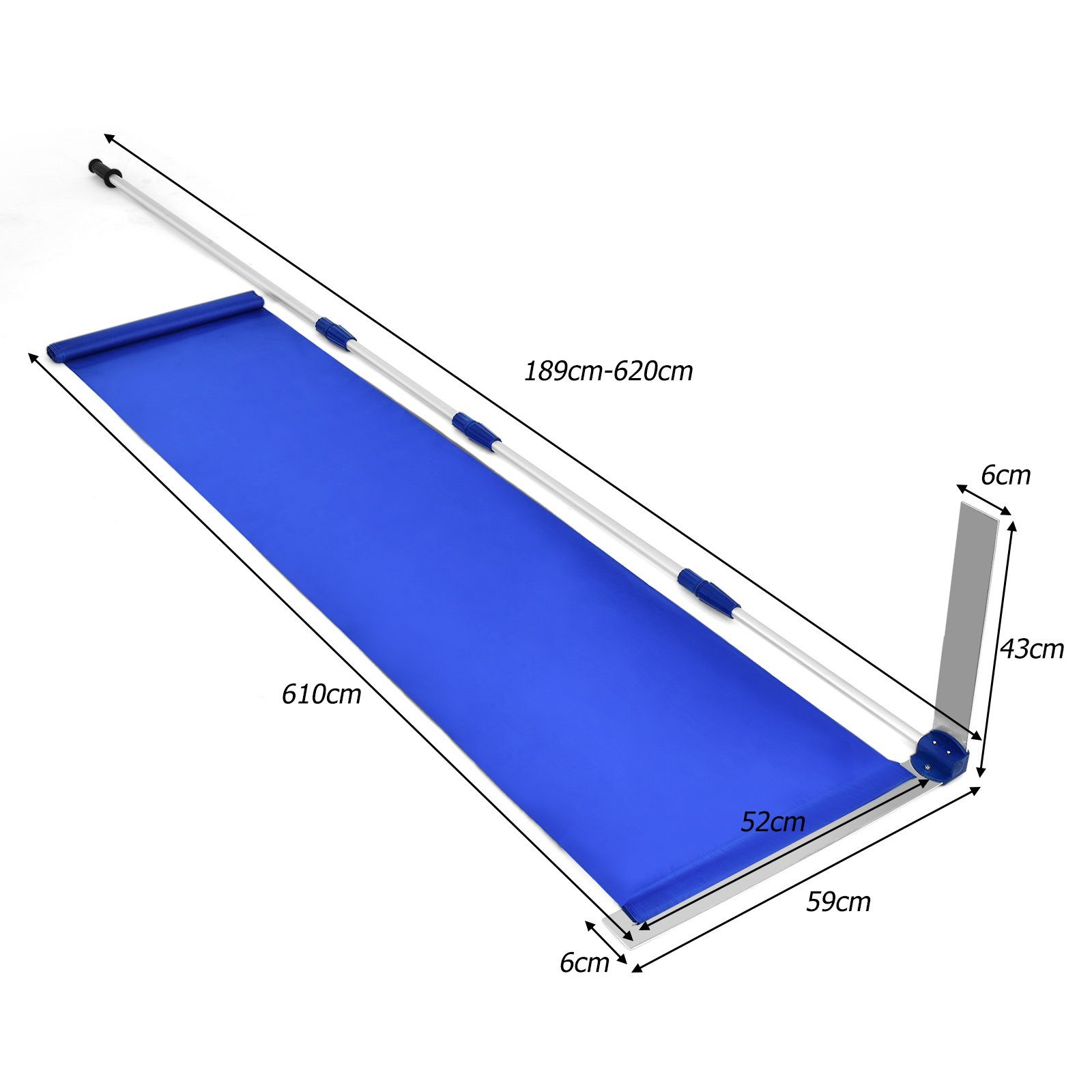 COSTWAY Schneeschieber, (1-tlg), mit 189-620cm verstellbarem Stiel & rädern