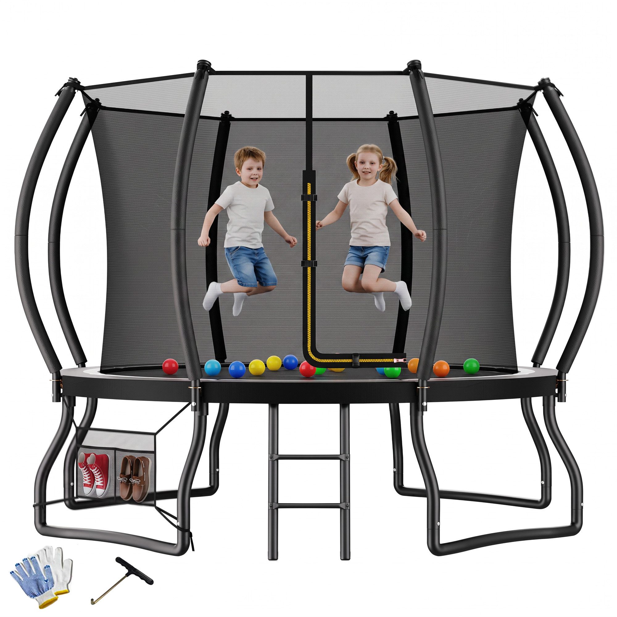 HOMALL Gartentrampolin Kindertrampolin Ø305/366, Gewicht 150kg, Ø 305 cm, (228 cm, Ø 228/305/366/427 cm, mit Sicherheitsnetz und Leiter, 360° Schutzgitter)