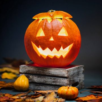 PRECORN Tranchiermesser Halloween Kürbis Schnitzset 7-teilig. Werkzeugset & 6 Schnitz Vorlagen
