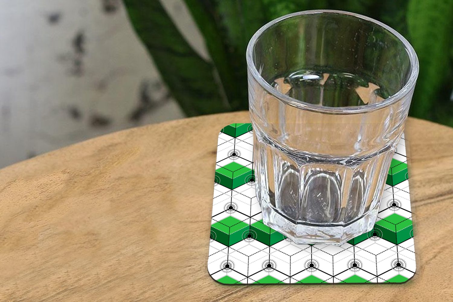 MuchoWow Glasuntersetzer Blöcke Korkuntersetzer, - Tischuntersetzer, Muster Tasse Glasuntersetzer, 6-tlg., für 3D Grün, - Zubehör Untersetzer, Gläser, 
