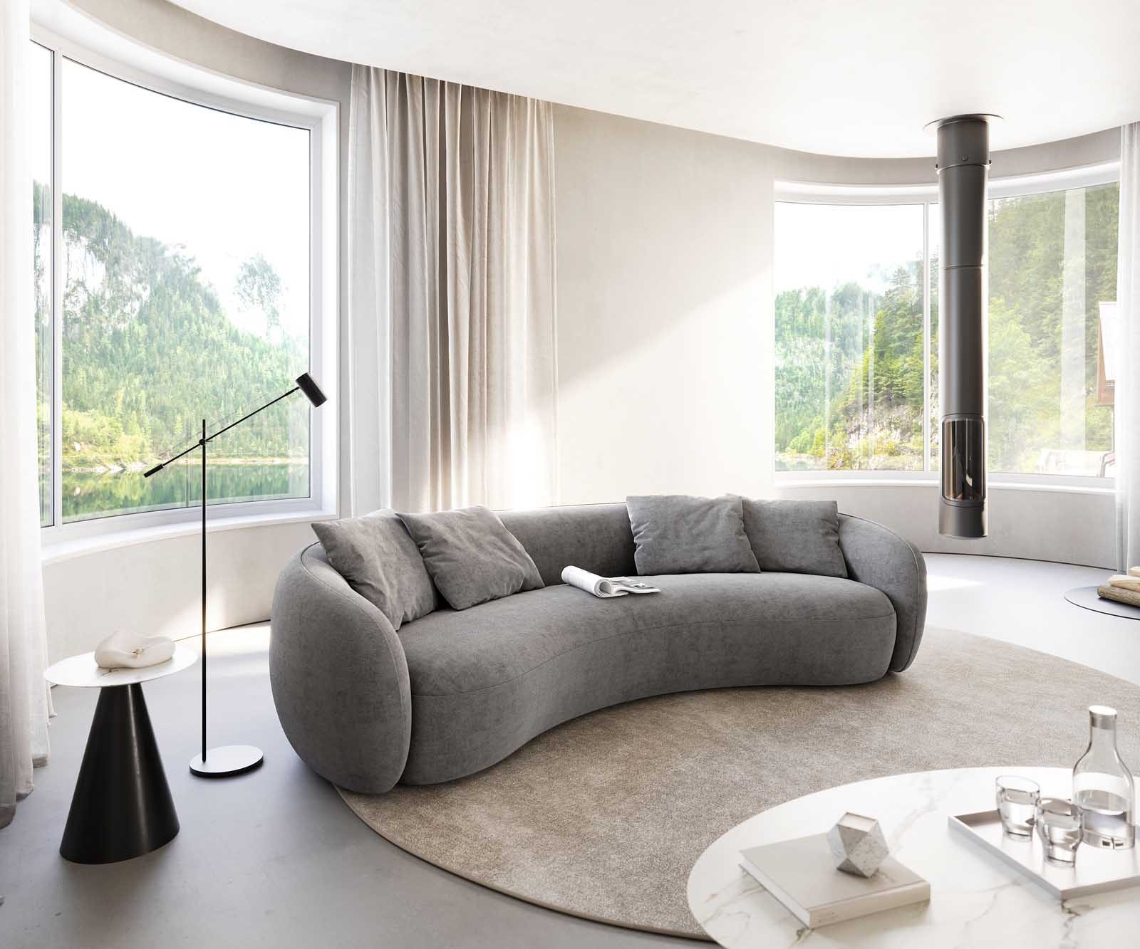 DELIFE 3-Sitzer Larna, Mikrofaser Grau 260x120 cm 3-Sitzer