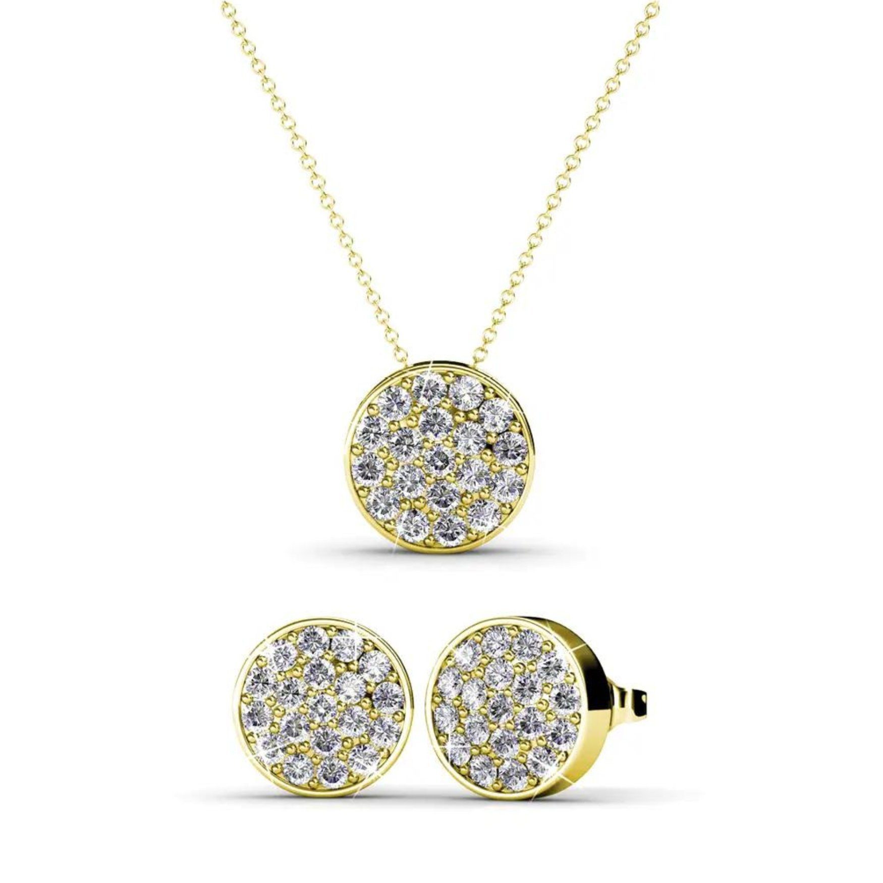 Ella Eisvogel Schmuckset Rundes Schmuckset 57 Kristalle, 18 Karat vergoldet günstig online kaufen