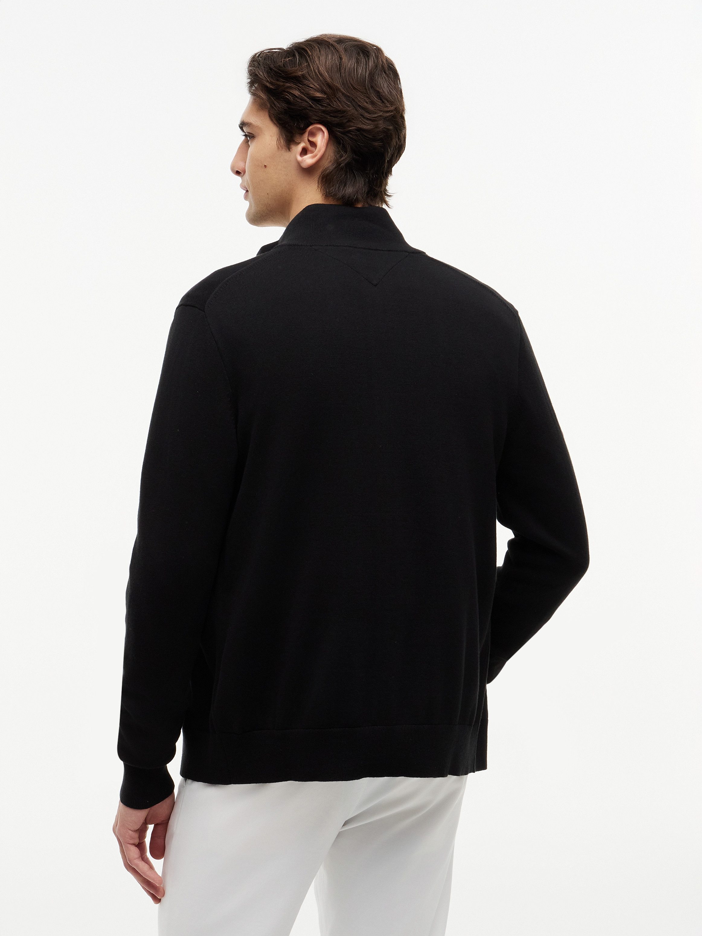 Tommy Hilfiger Strickjacke ESSENTIAL COTTON ZIP THRU mit Logostickerei