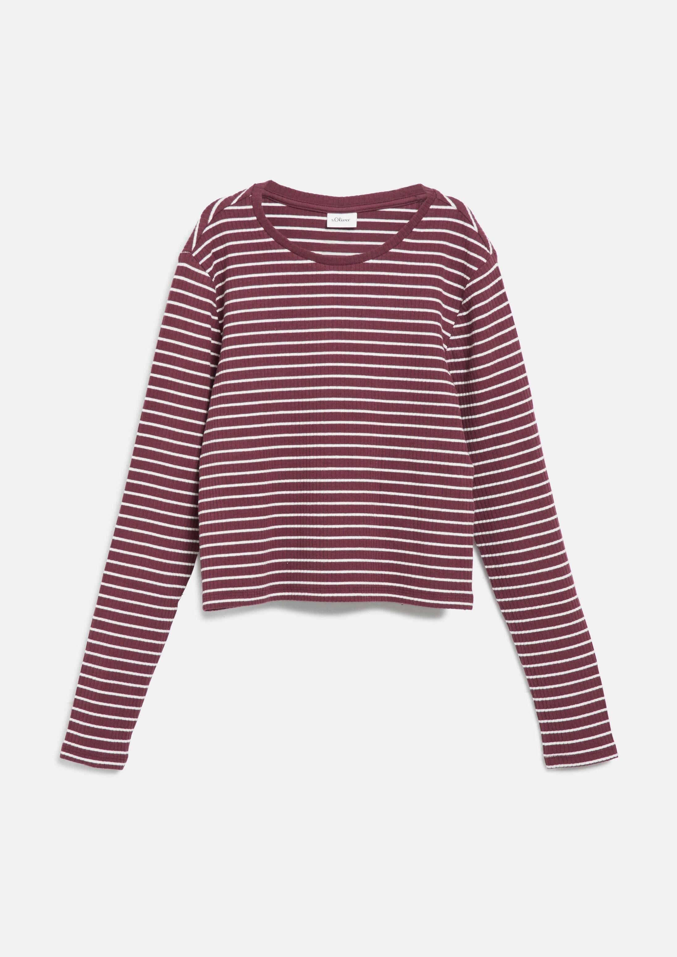 s.Oliver Langarmshirt T-Shirt Cropped Longsleeve im Slim Fit mit Rippstruktur