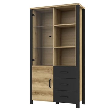 Lomadox Esszimmer-Set ORADEA-83, (Spar-Set, 4-St), Grand Natural Oak Nb. mit schwarz supermatt