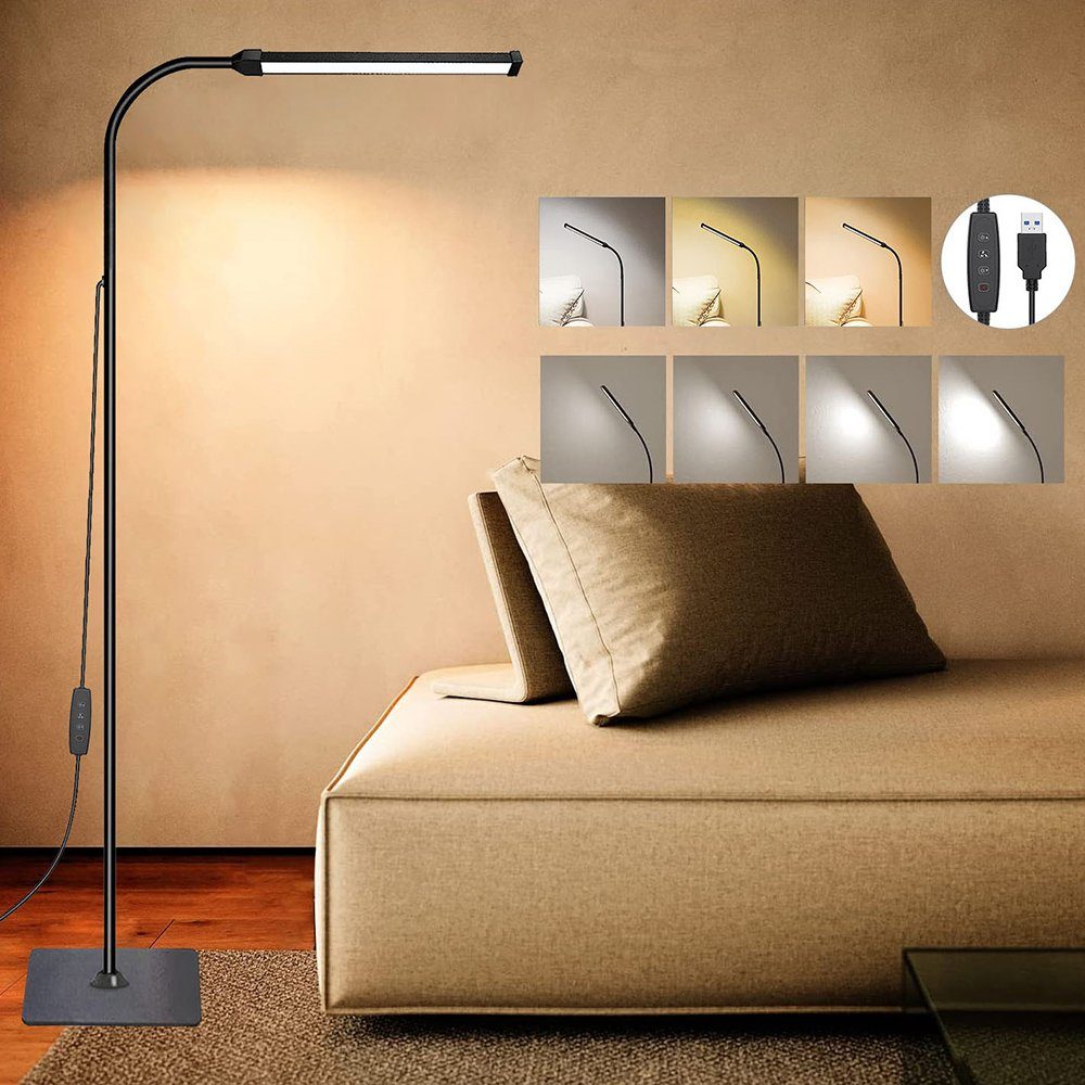MUPOO Stehlampe LED Dimmbar,Stehleuchte Wohnzimmer,Schlafzimmer, Farbtemperatur mit Höhenverstellbare, + Helligkeit 3 Einstellbar Stehlampe für Farbtemperaturen, Wohnzimmer, und Büro