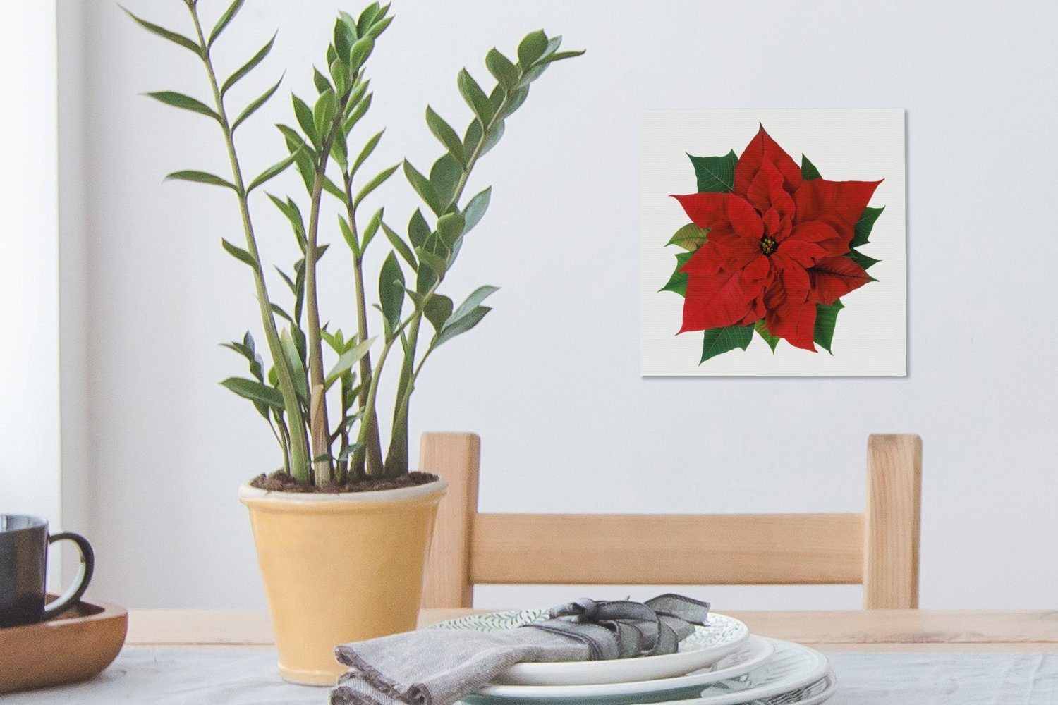 OneMillionCanvasses® (1 - Weihnachtsstern Leinwandbild Bilder Leinwand für Schlafzimmer Weihnachtsblume, Wohnzimmer St),