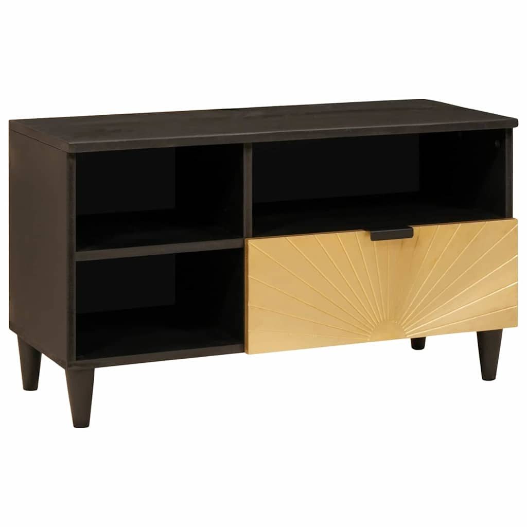 vidaXL TV-Schrank TV-Schränk Schwarz und Gold 80 x 33 x 46 cm Holzwerkstoff (1-St)