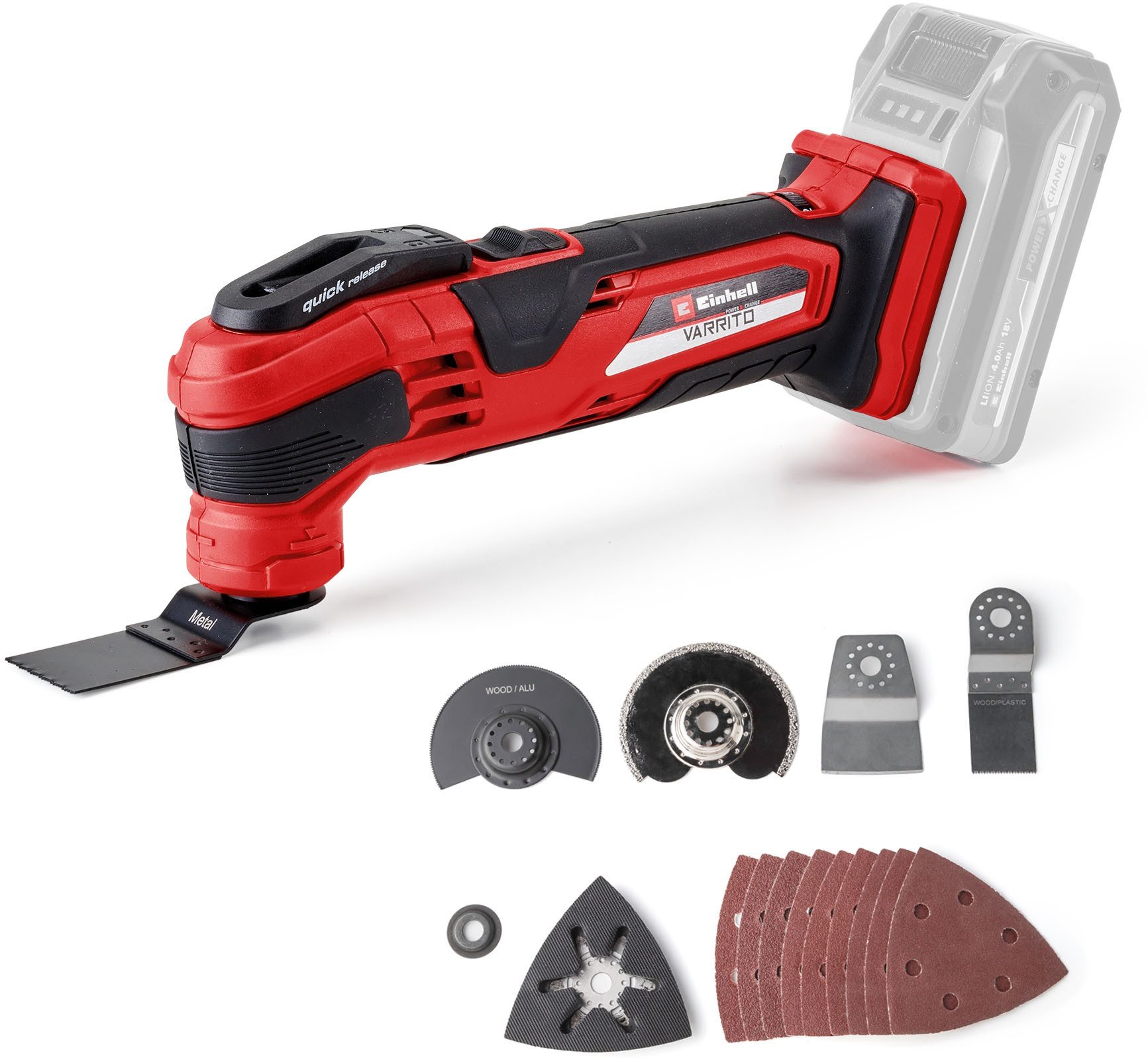 Einhell Akku-Multifunktionswerkzeug VARRITO, 18 V, Power X-Change, Inkl. Akku, Zubehör und Aufbewahrungskoffer